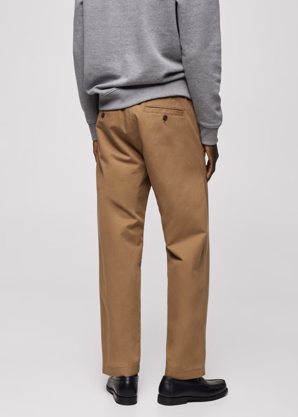 Regular fit cotton drawstring pants - Ecru