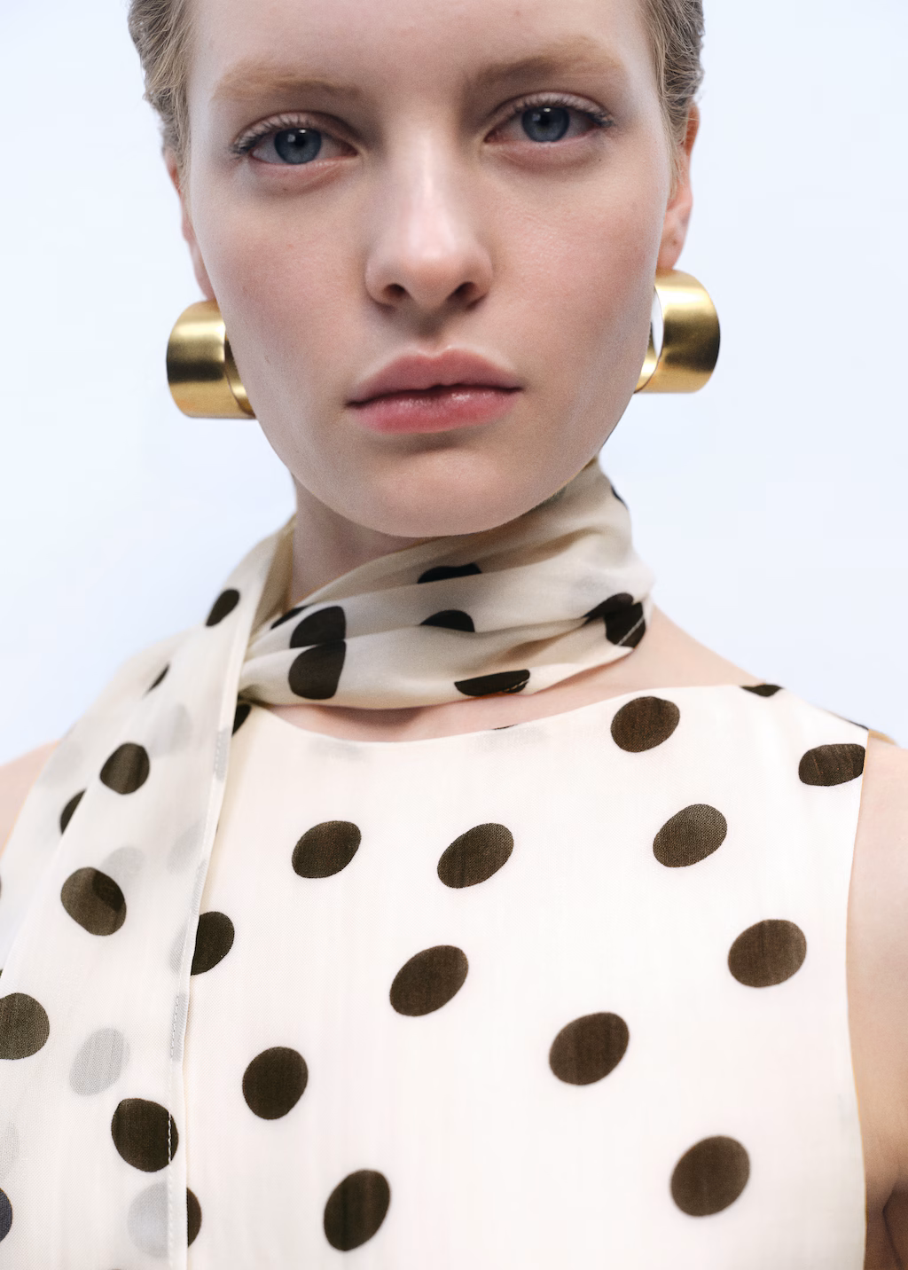 Polka-dot wrap-neck blouse - Off White