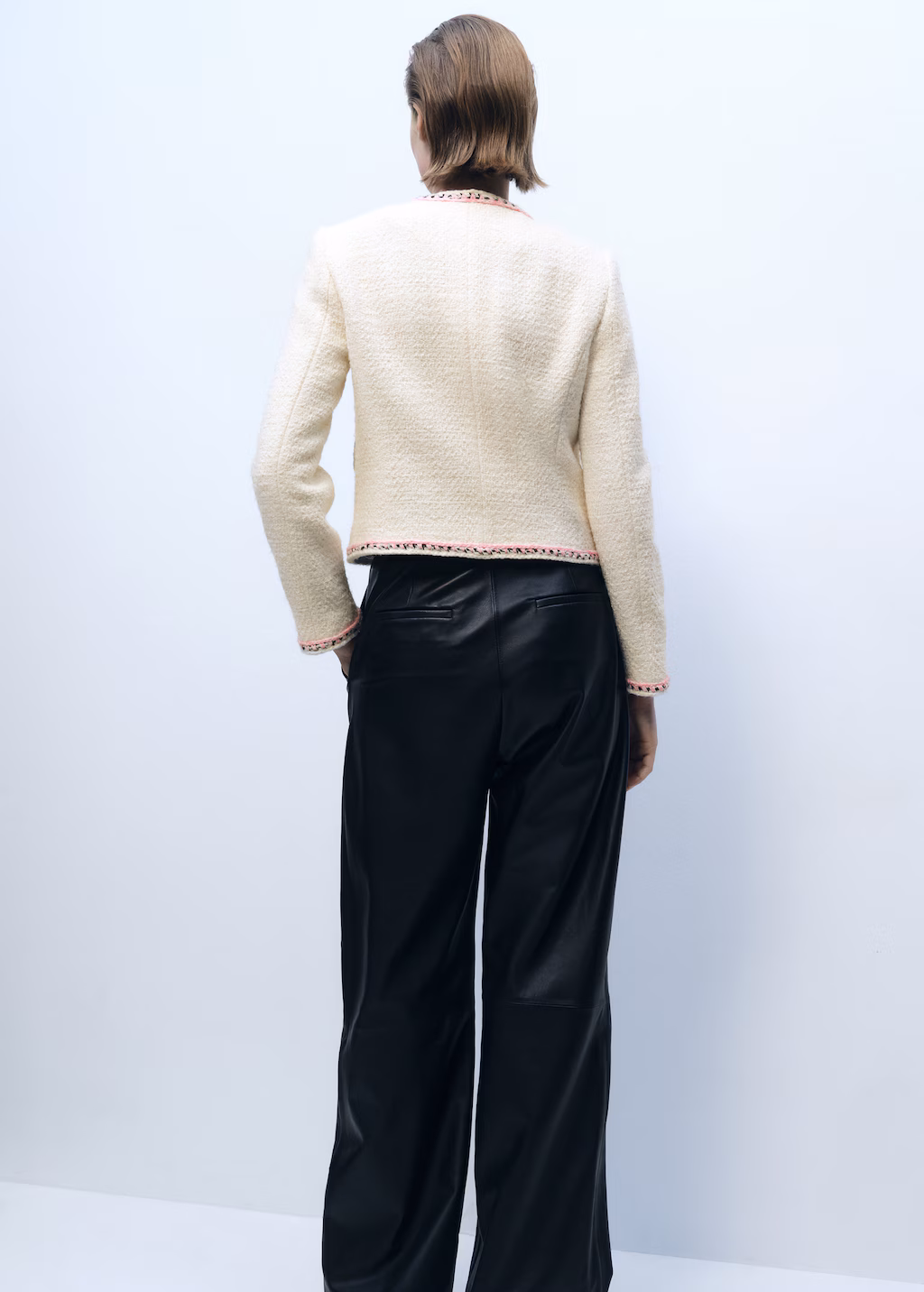 Tweed jacket with contrasting trims - Ecru