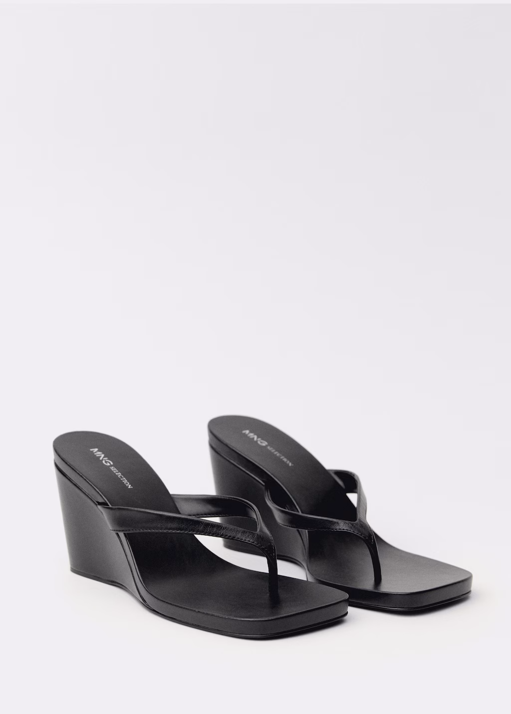 Wedge leather sandals - Black