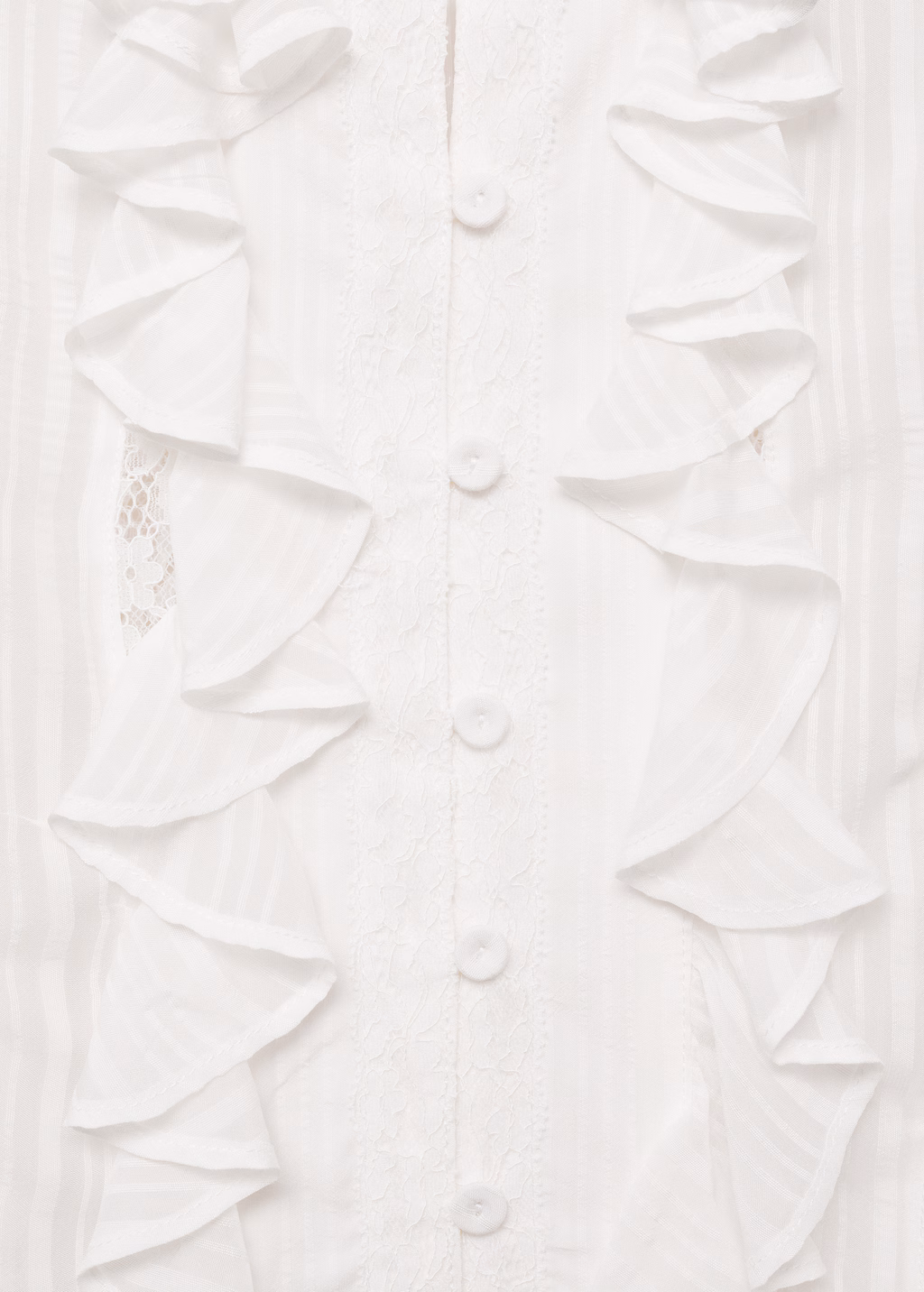 Blouse with ruffles and lace details - Off White