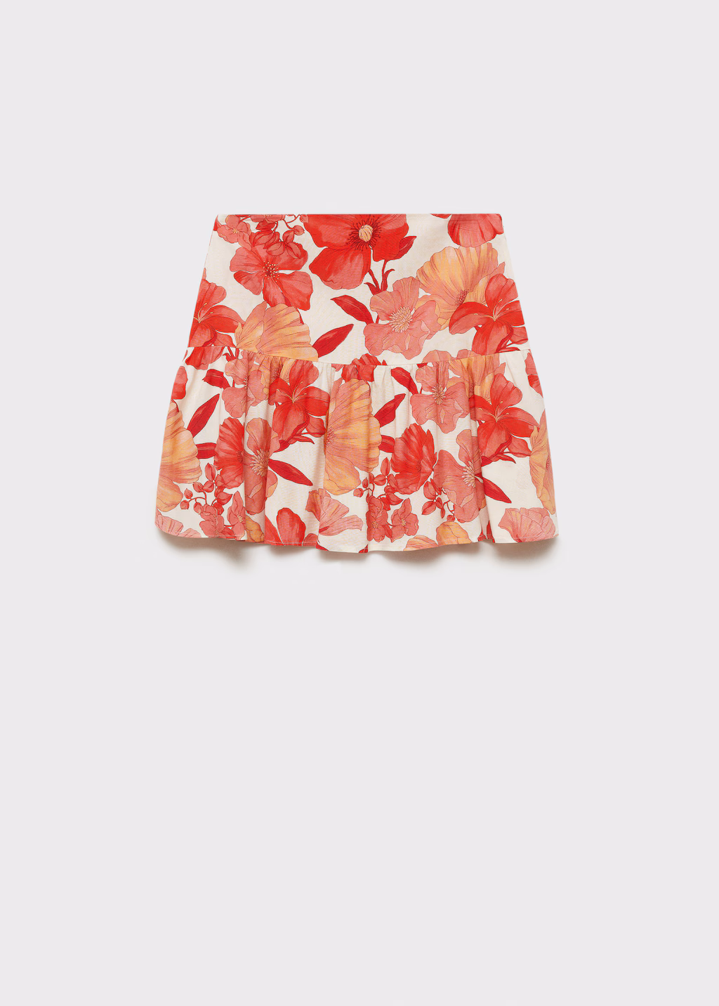 Floral ruffled skirt - Red