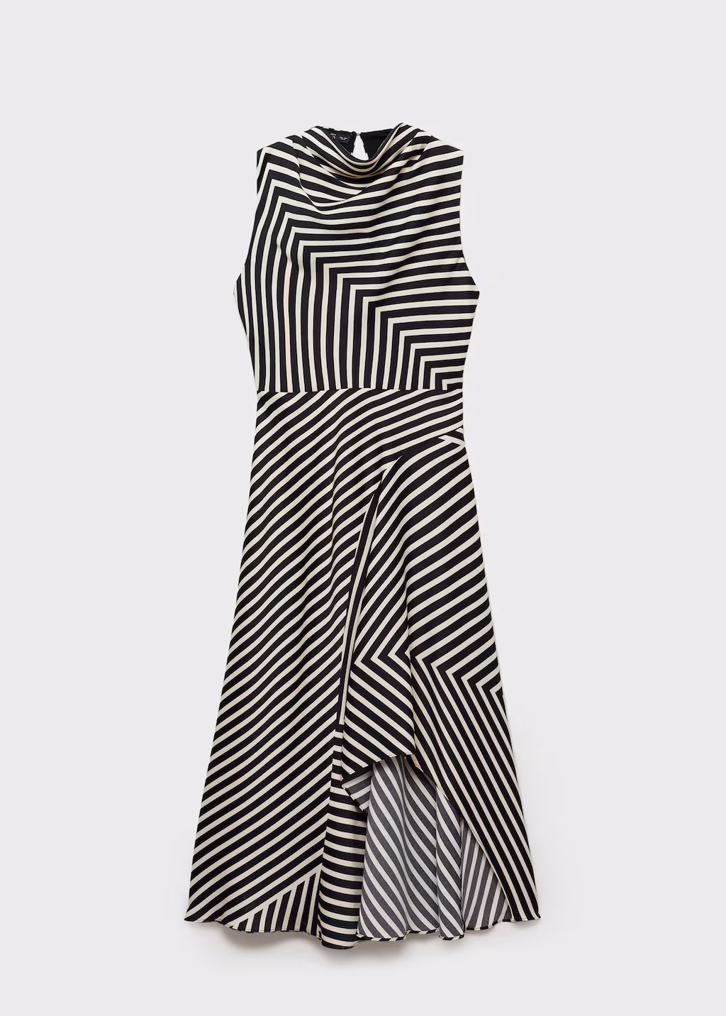 Asymmetrical stripe-print dress - Black