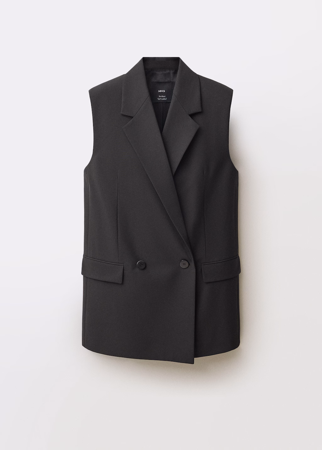 Wool-blend waistcoat with lapels - Black
