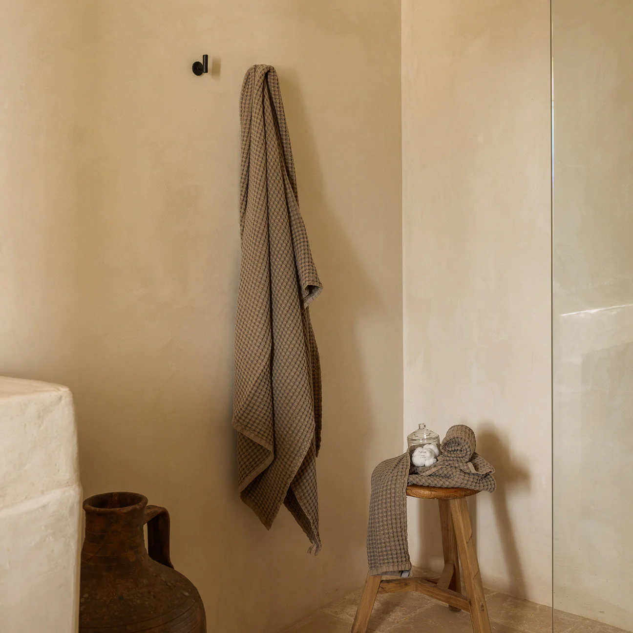 Duschtuch Waffelpiqué Stonewashed