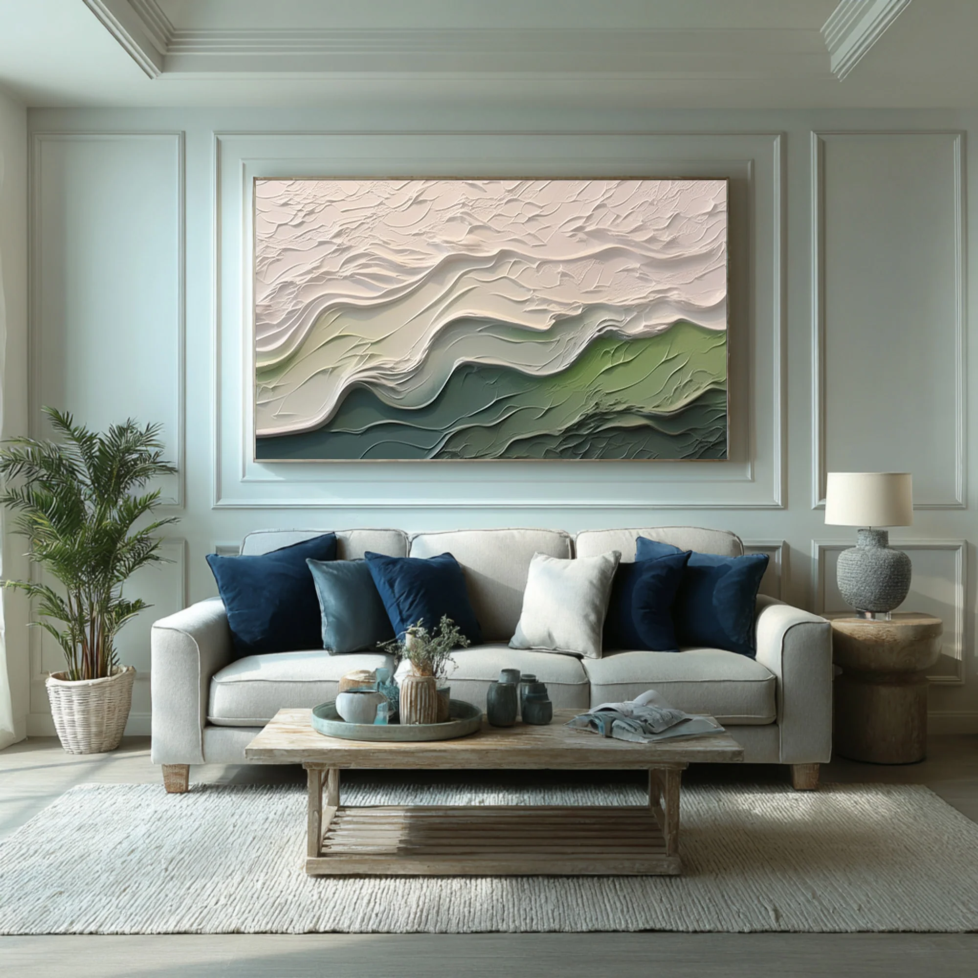 Impasto Seascape Painting Abstract Beach Waves #WG 092