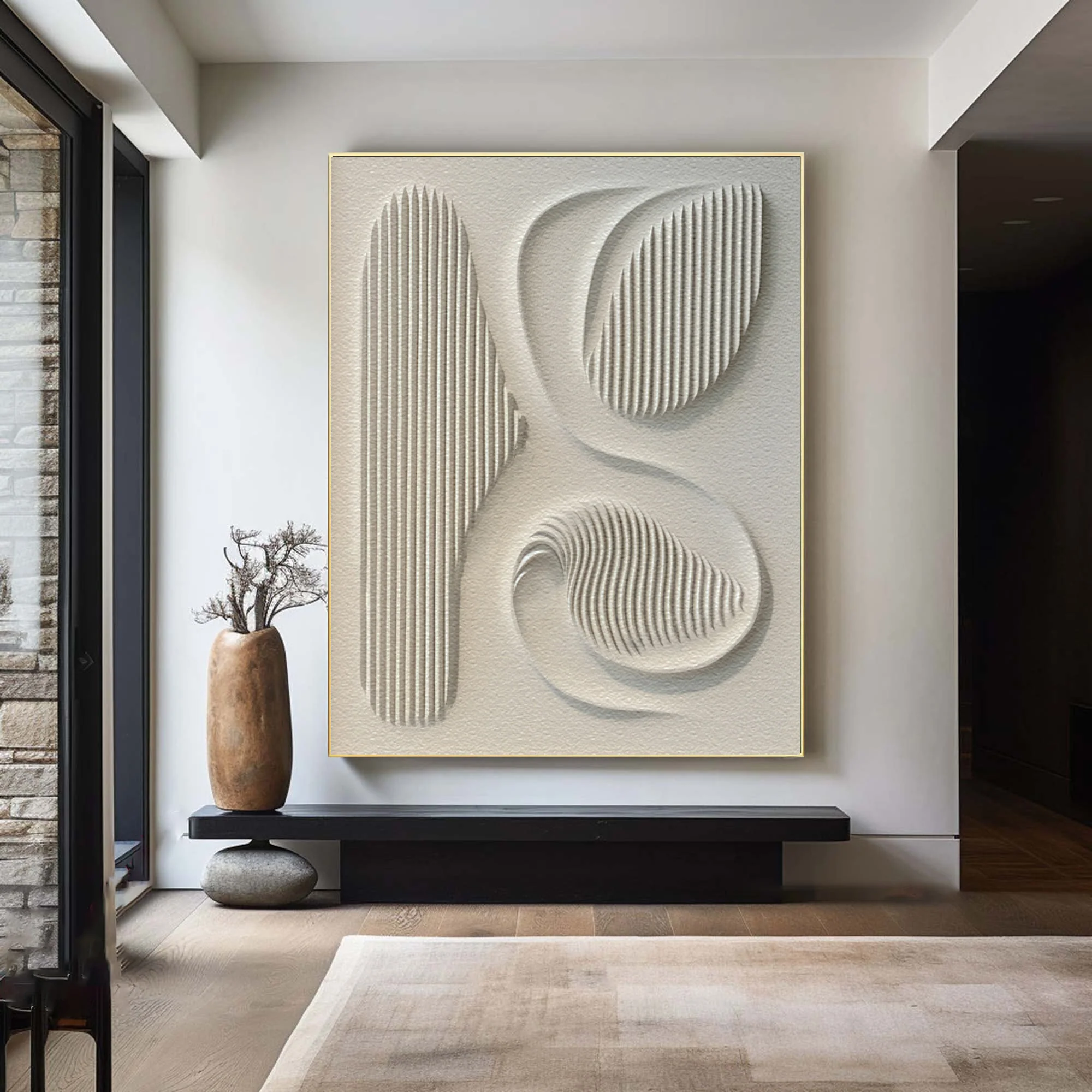 Large Abstract White Relief Art - Modern Textured Wall Decor #WG 083
