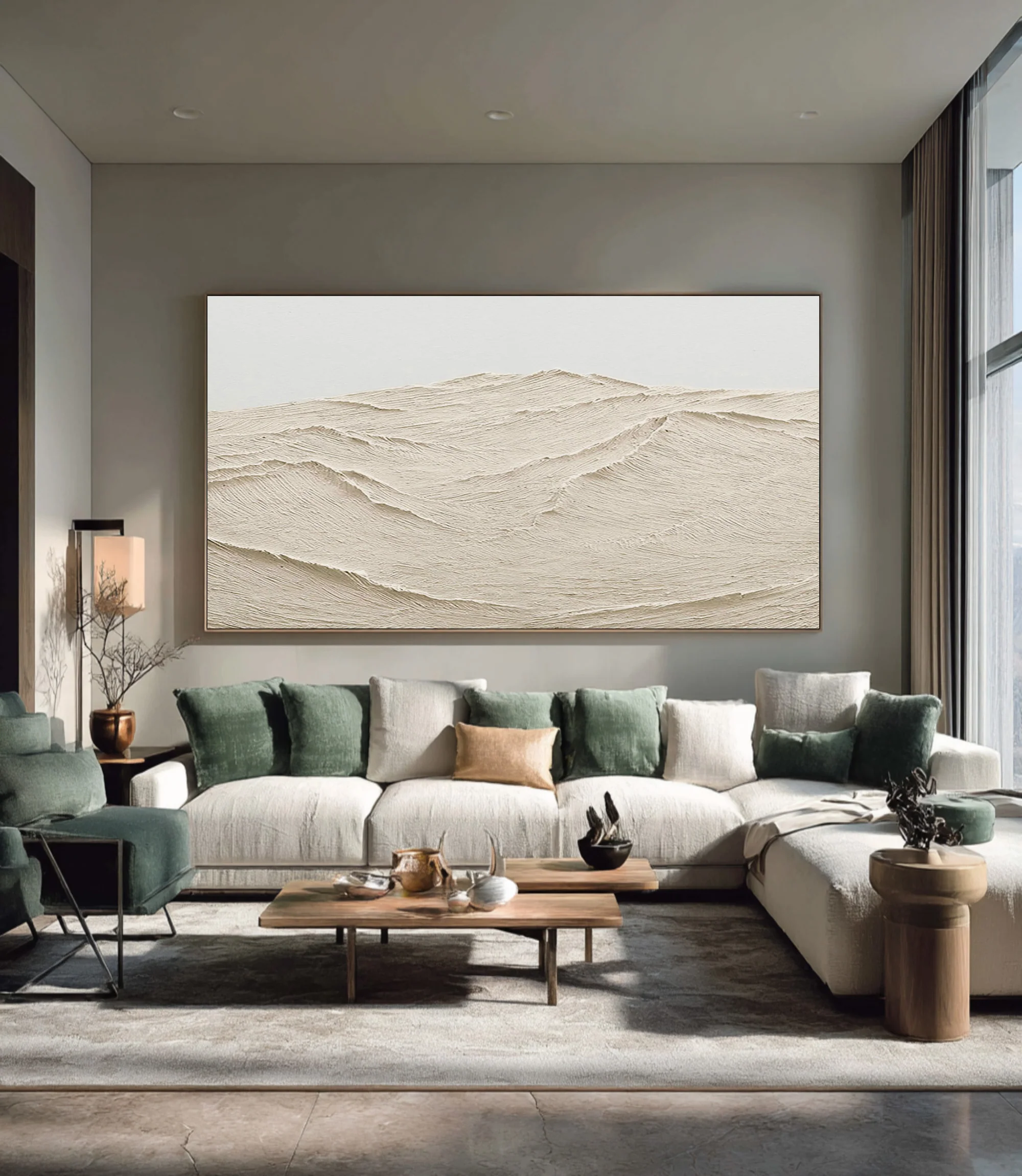 Large Impasto Abstract Hills Horizon Art Home Decor #WG 075