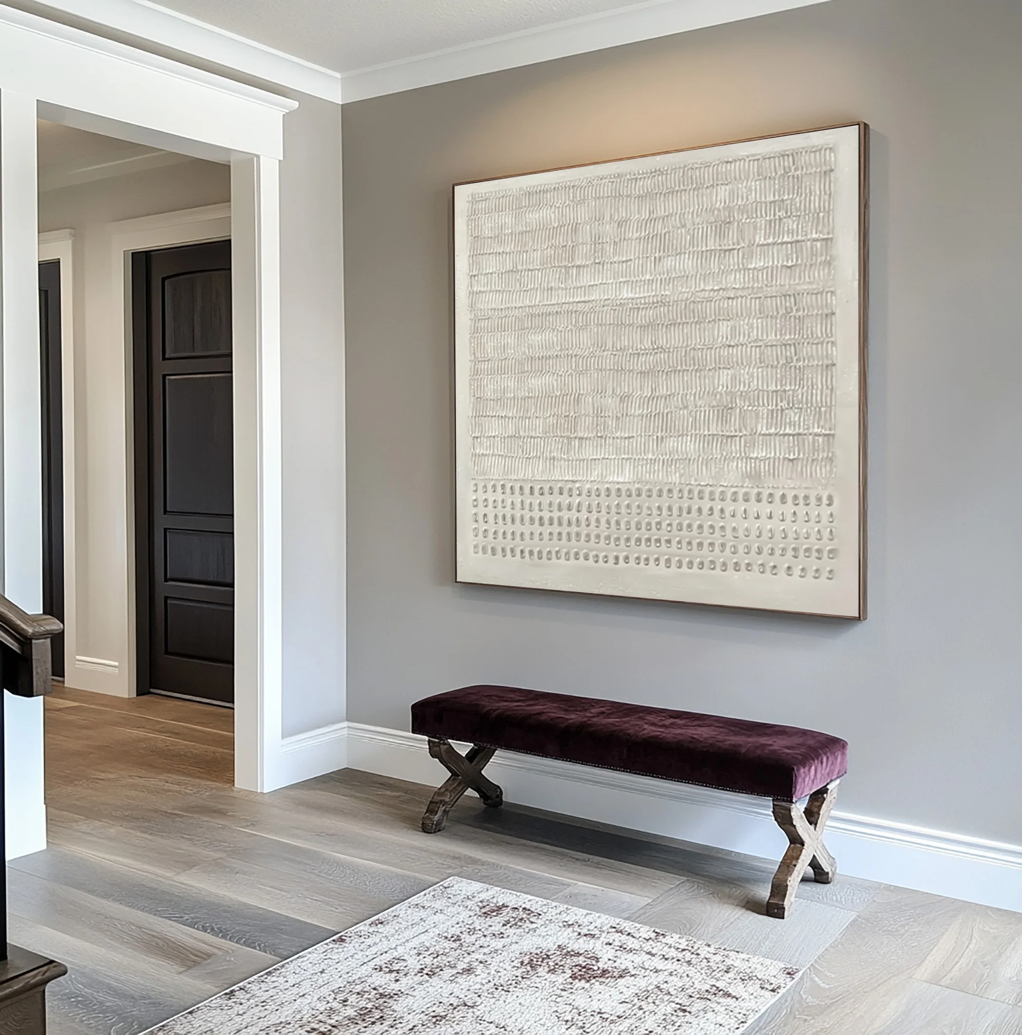 Neutral White Abstract Wall Art Modern Design #WG 025