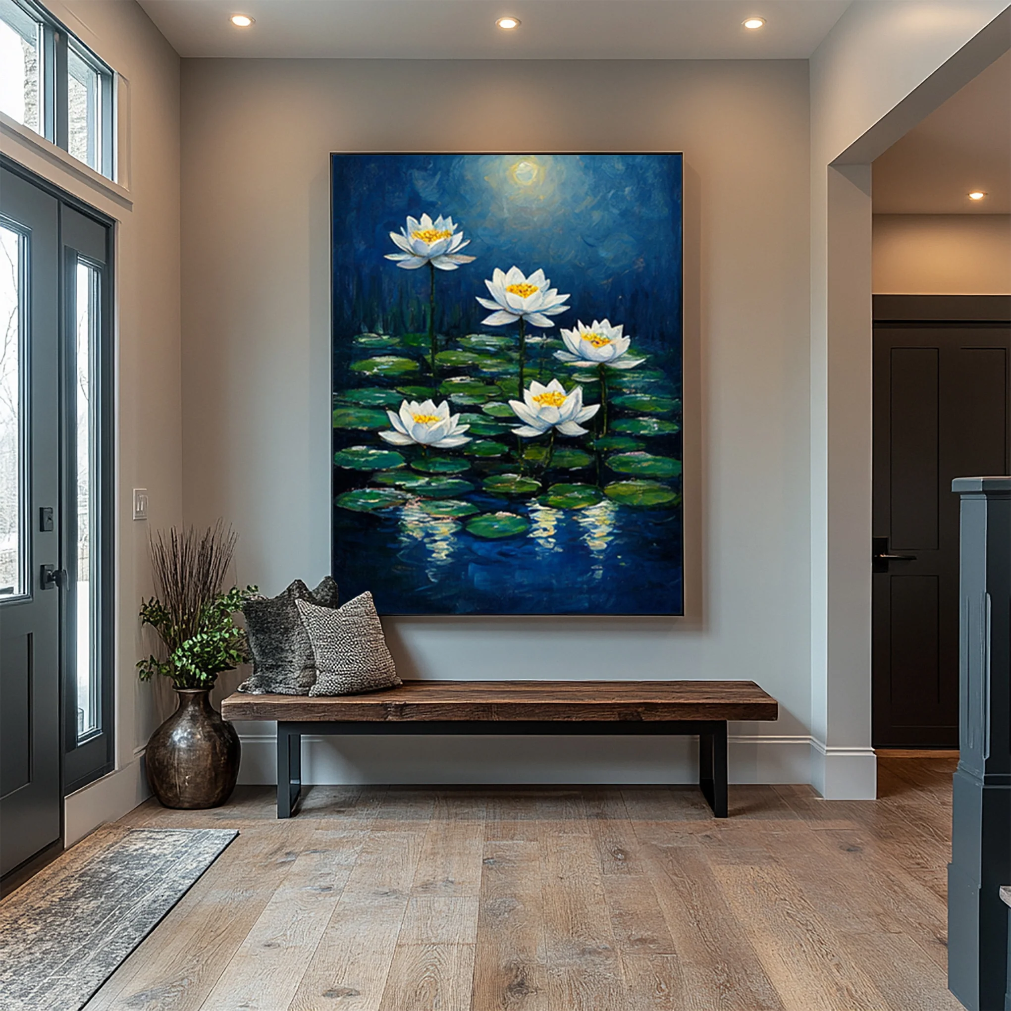 Modern Painting Recalling Monet's Serene Water Lily Scenes #BGA 363