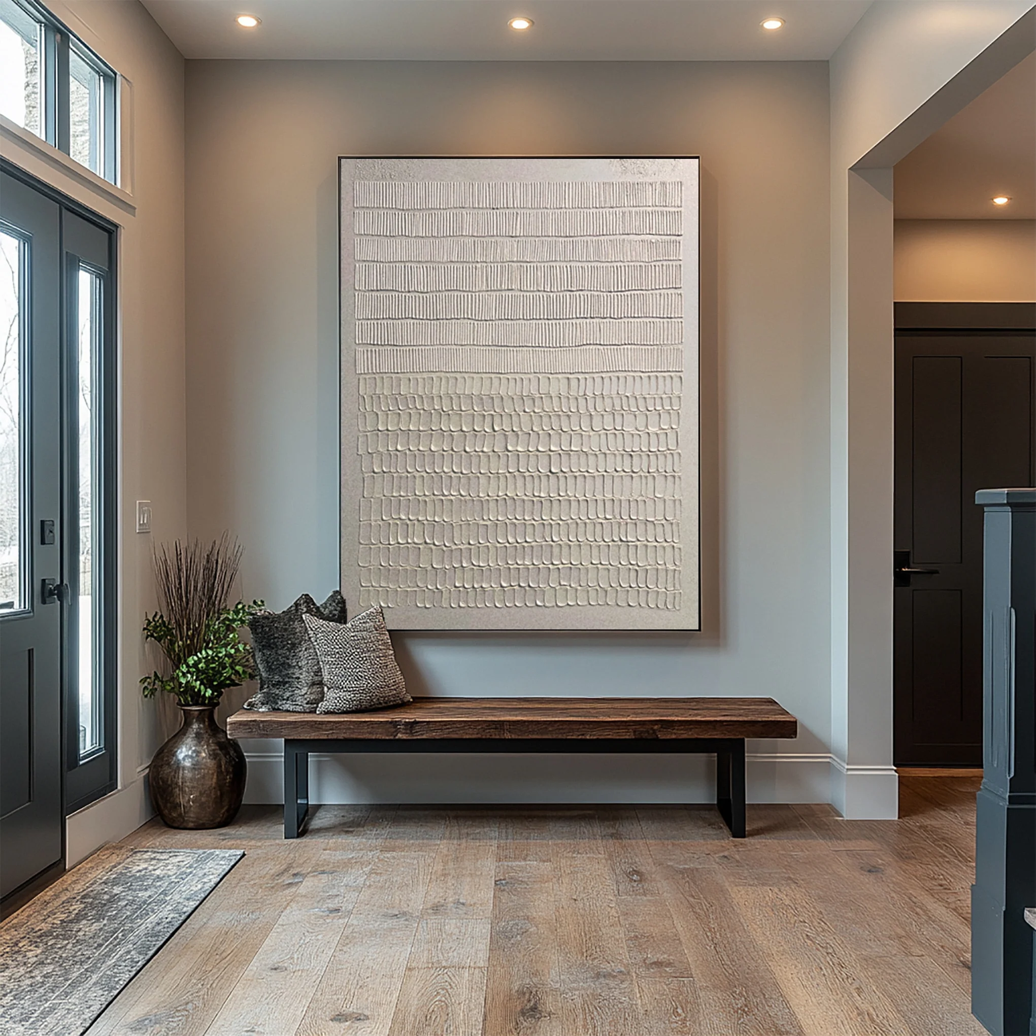 Minimalist Abstract with Varied Vertical Textures in Bands #BGA 332