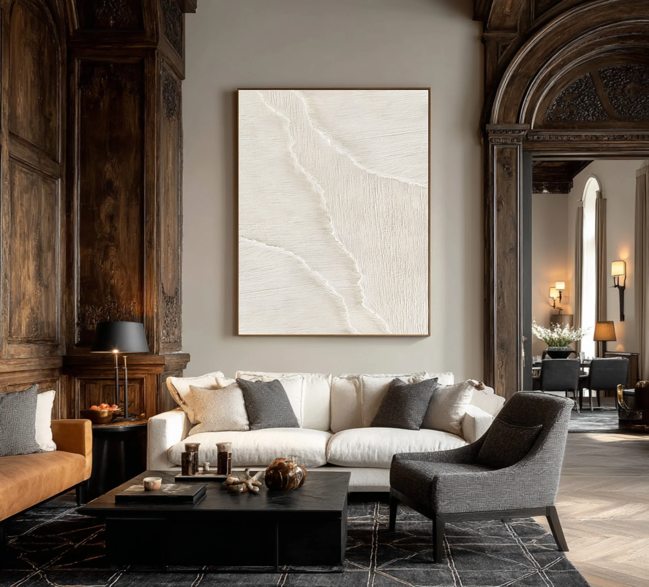 Contemporary Textured Abstract | Off-White Vertical Art #WG 068