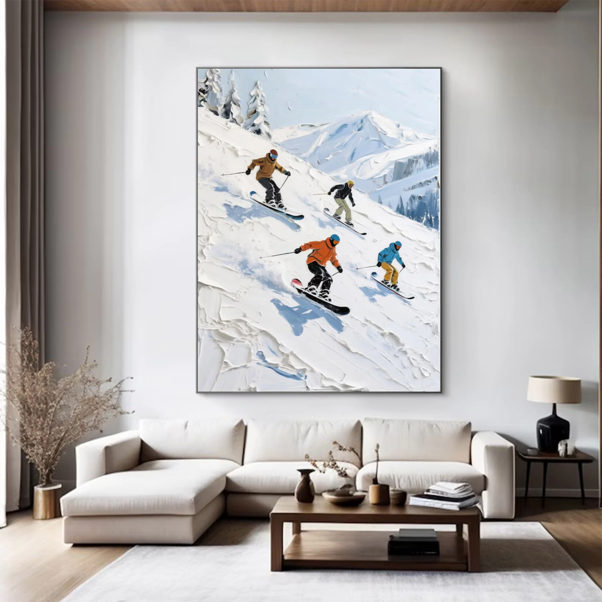 Large Figurative Skiers Mountain Art | MuroArt #WGA 016