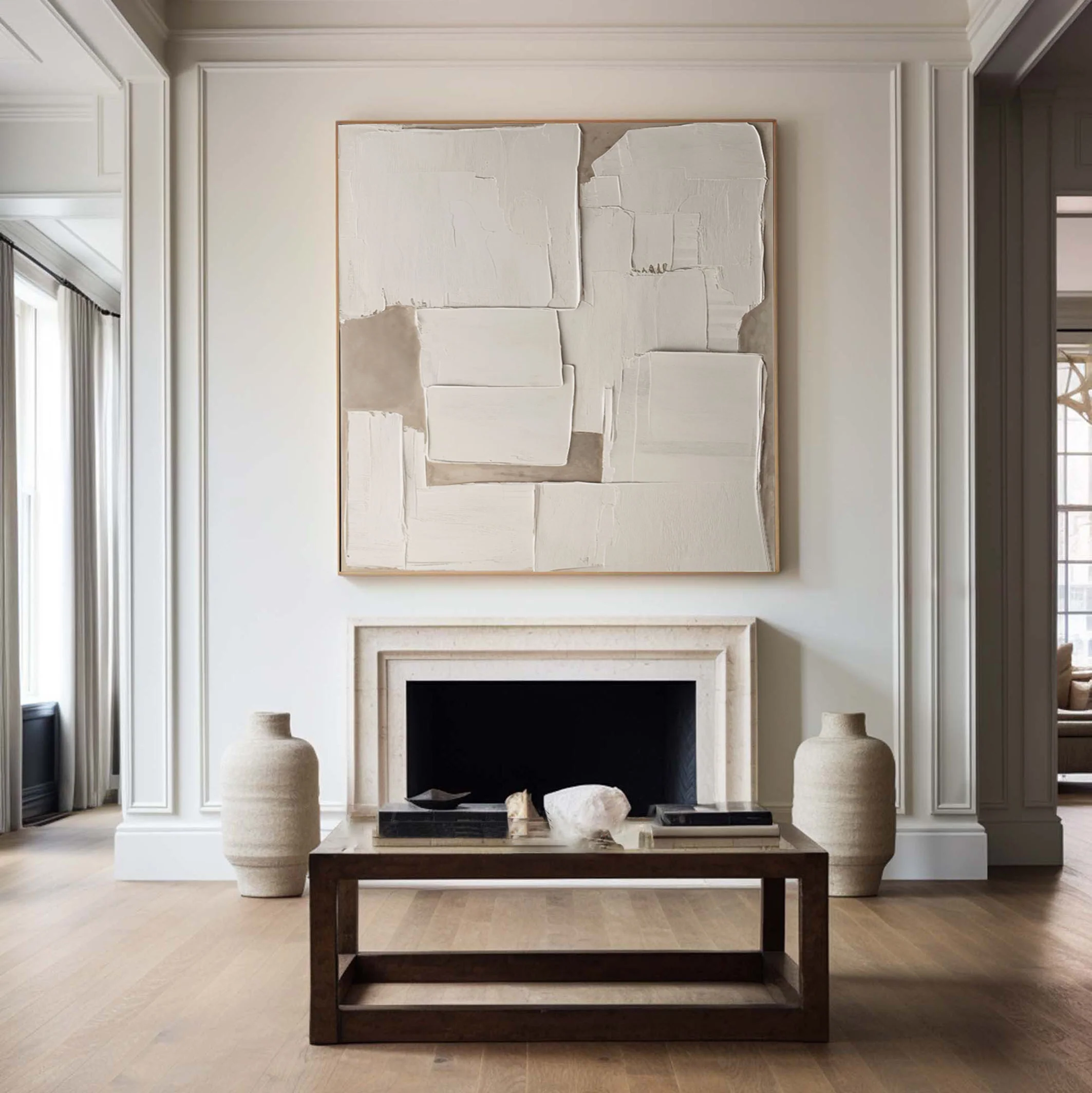 Wabi Sabi Off-White Painting with Textured Organic Forms #BGA 290