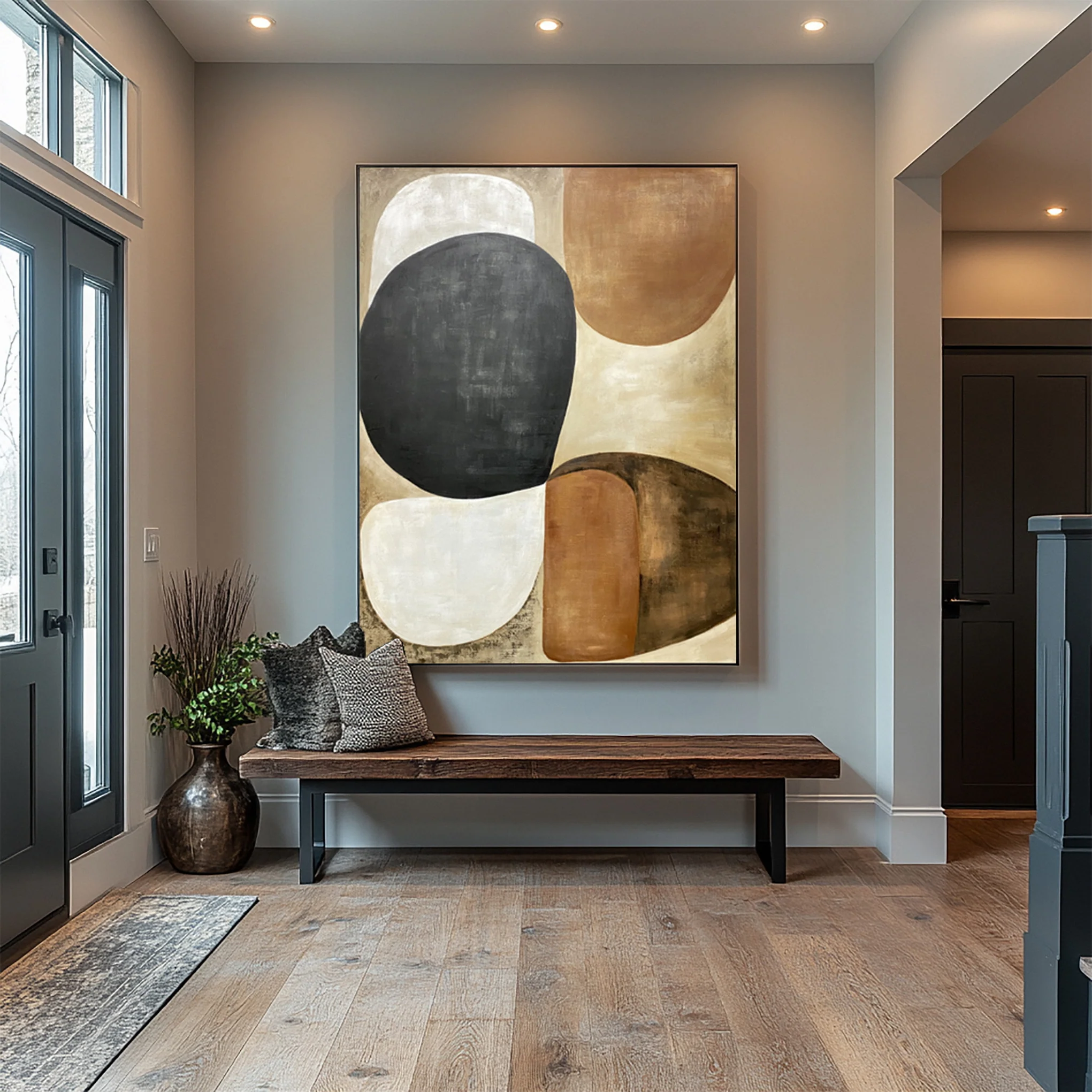 Modern Painting in Black, White, and Earthy Browns #BGA 366