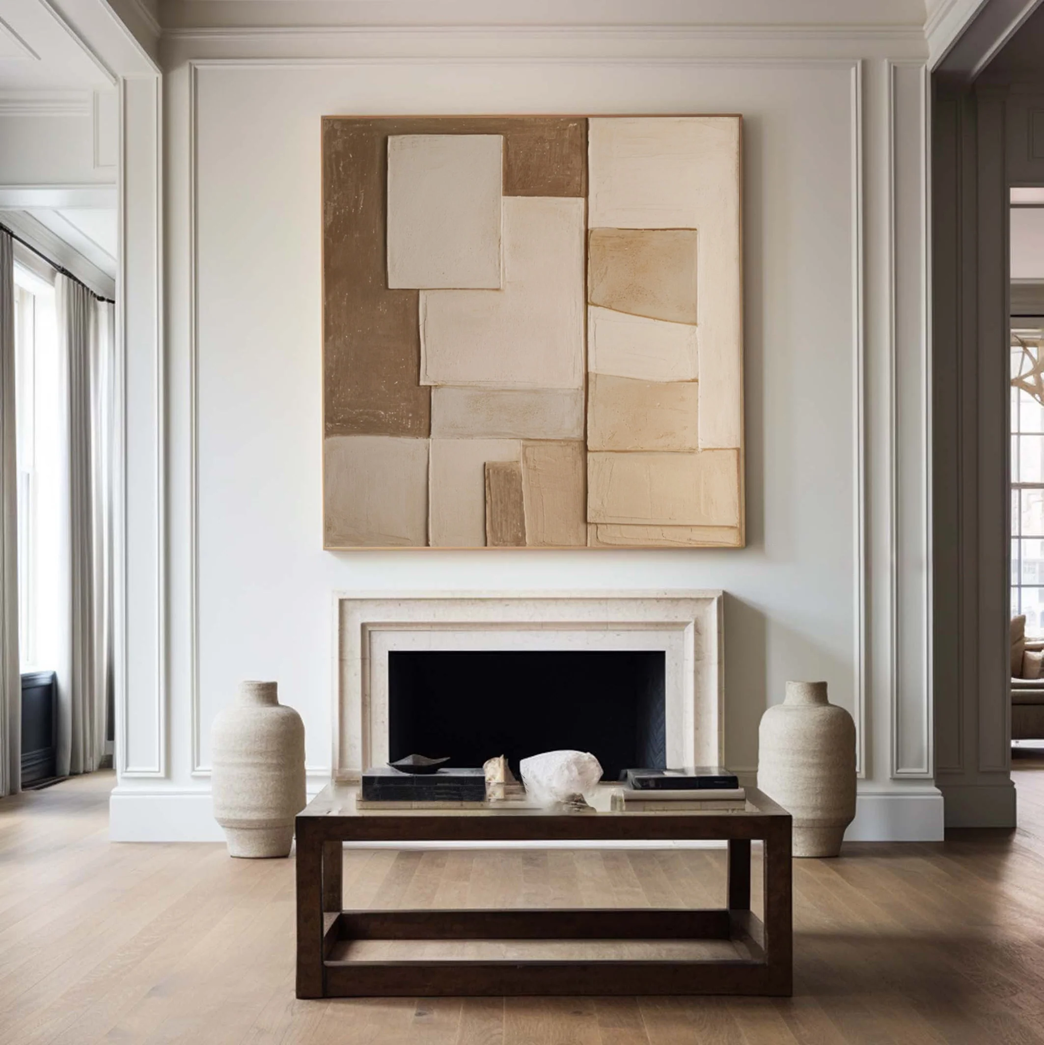Wabi Sabi Neutral Canvas with Softly Textured Imperfect Forms #BGA 289