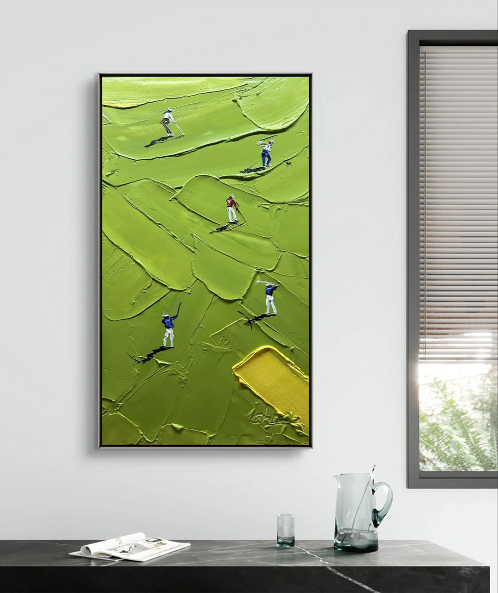 Large Figurative Impasto Golf Art | MuroArt #WGA 022