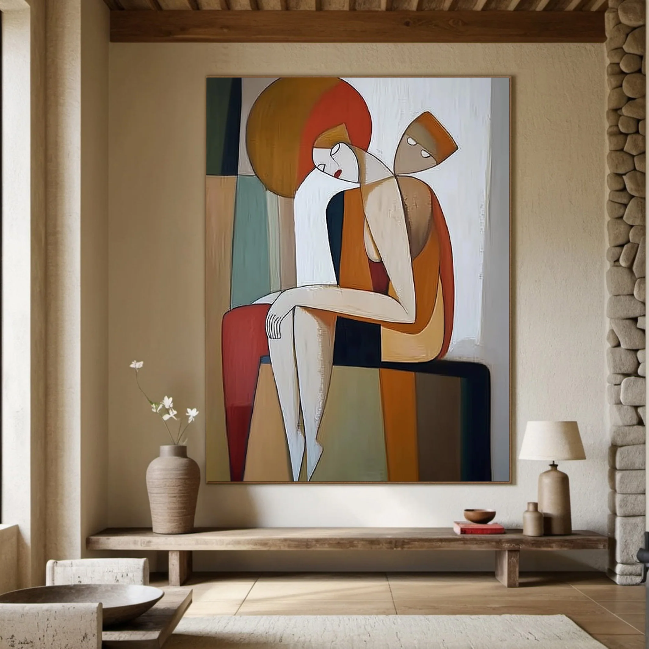 Contemporary Figurative Painting, Geometric Abstract Design #BGA 258