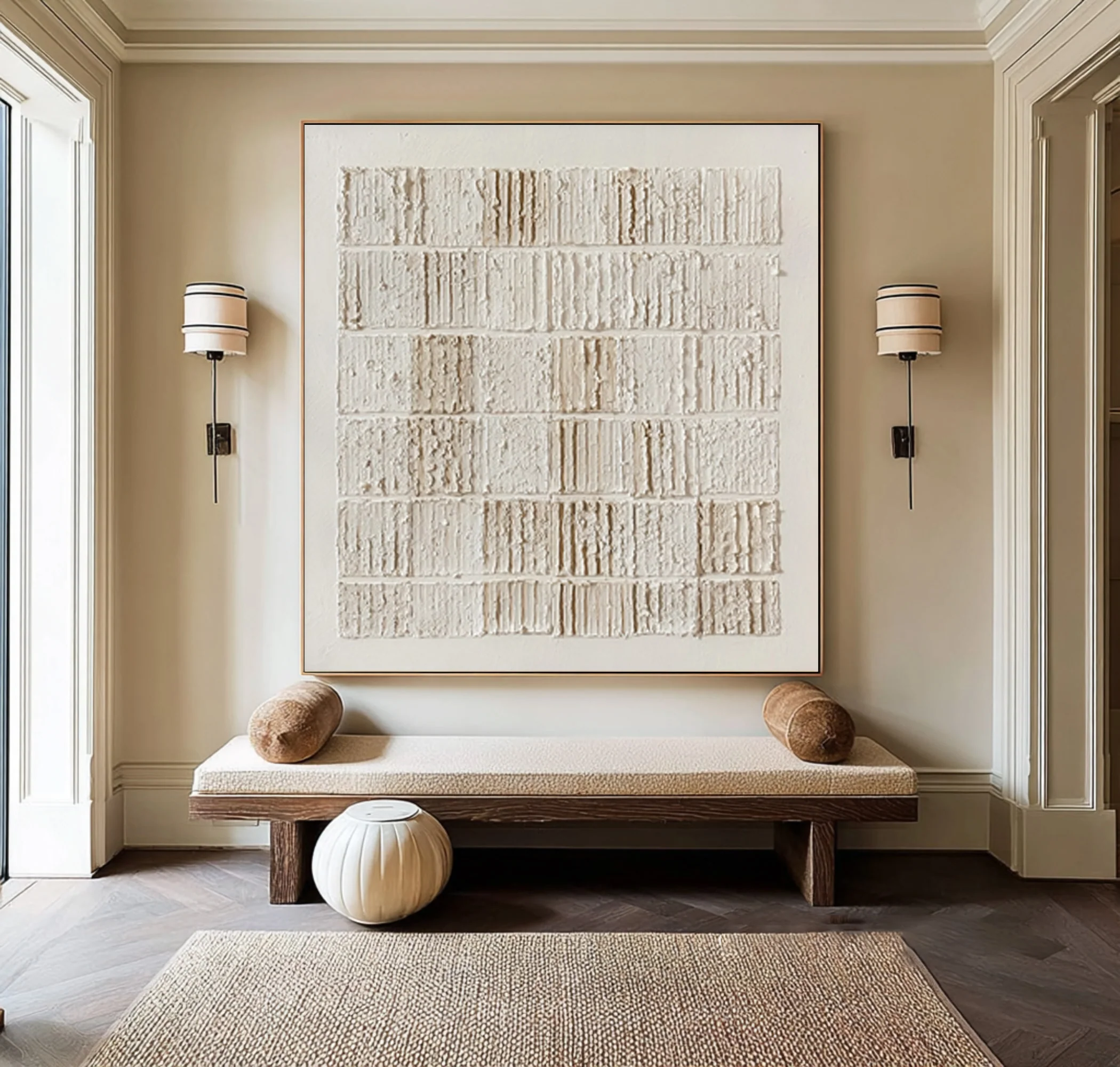 Neutral Textured Art Modern Home Decor #WG 054