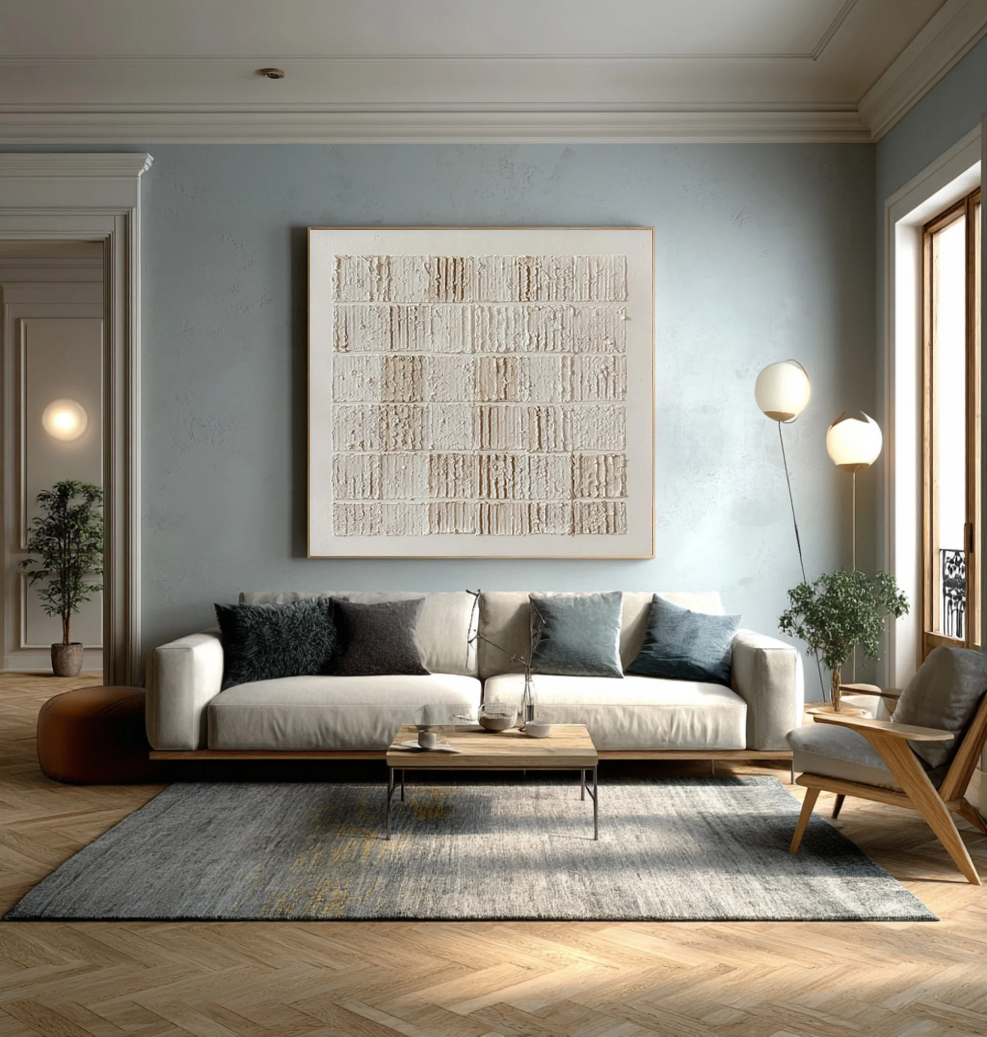 Neutral Textured Art Modern Home Decor #WG 054