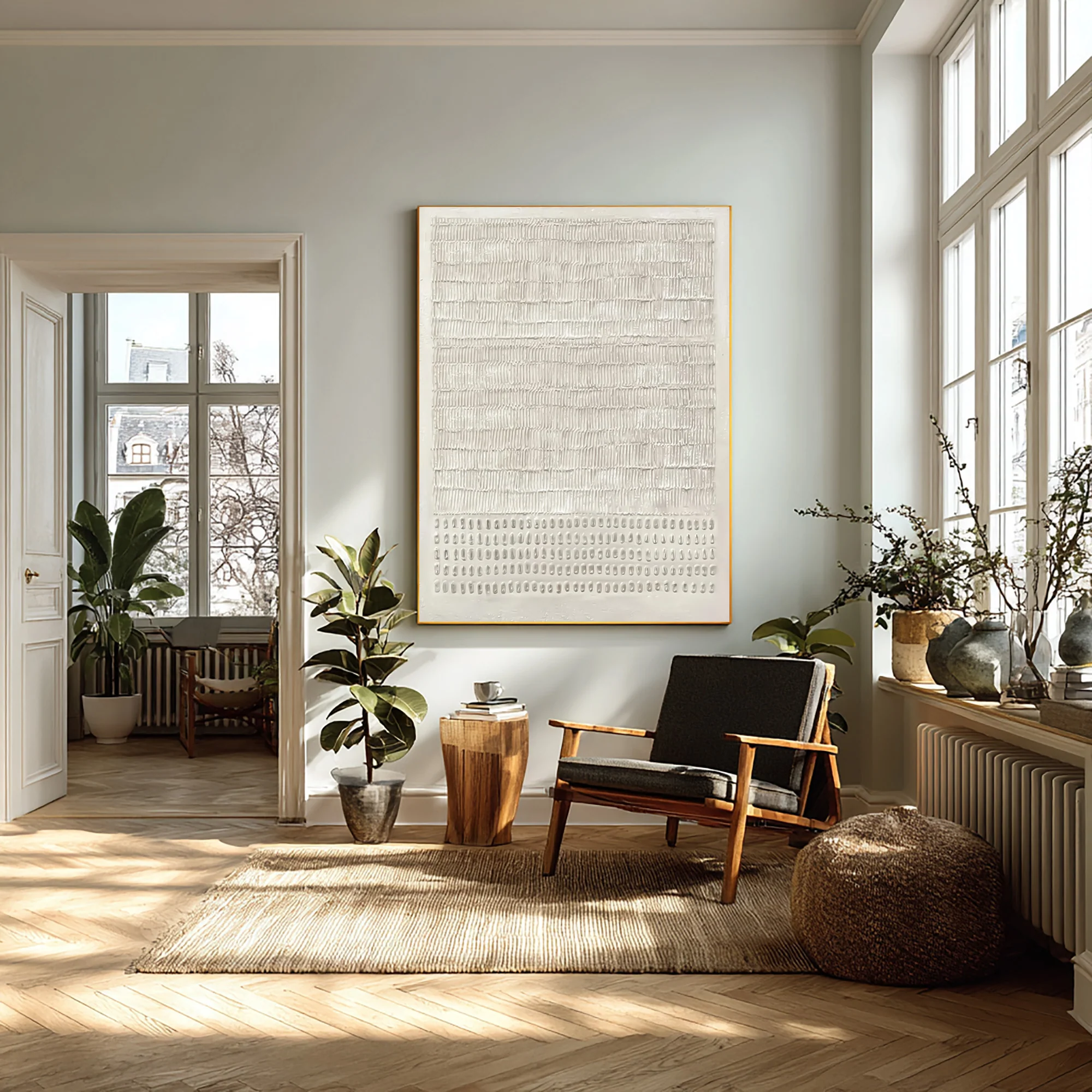 Modern Beige Textured Painting Statement Wall Decor #WG 043