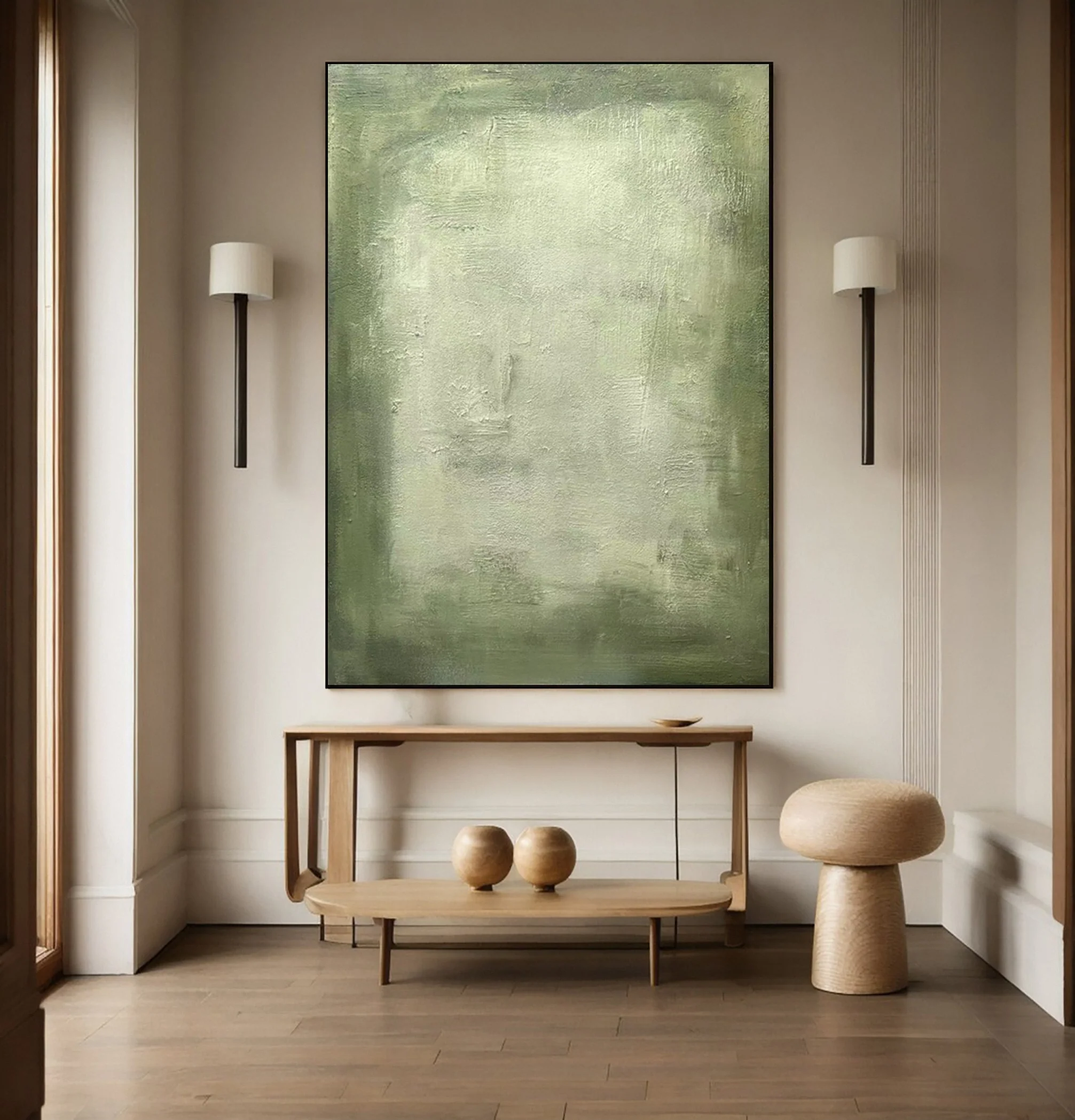 Modern Green Art with Organic Texture and Soft Color Blends #BGA 345