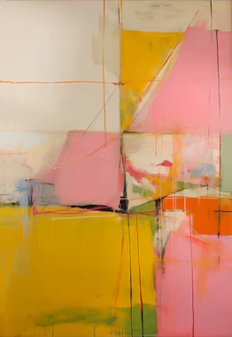 Large Pink Yellow Abstract Canvas | MuroArt #WG 097