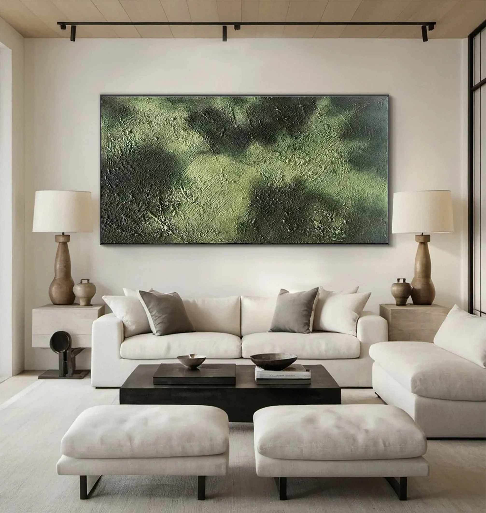 Green Modern Abstract Wave with Heavy Tactile Texture #BGA 352