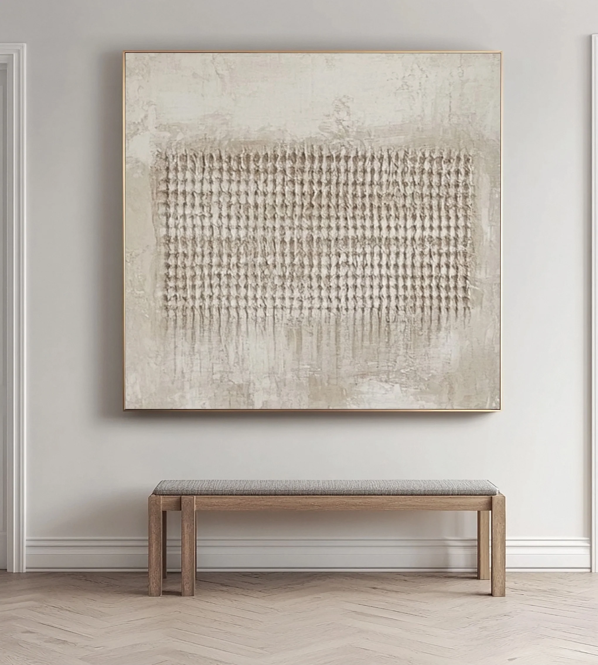 Wabi Sabi Neutral Painting with Repeated Tactile Lines #BGA 313