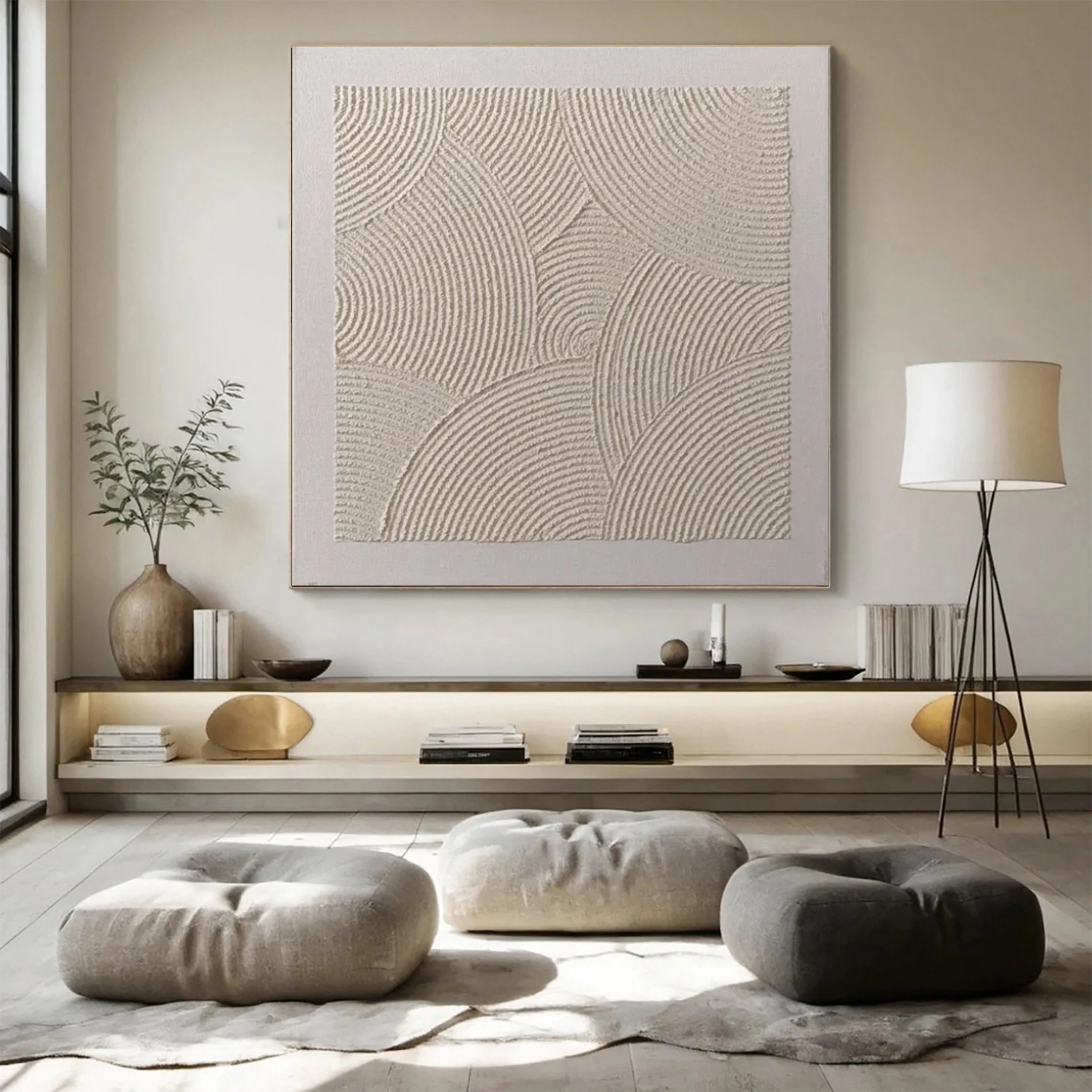 Textured Minimalist Abstract with Overlapping Semicircles #BGA 316