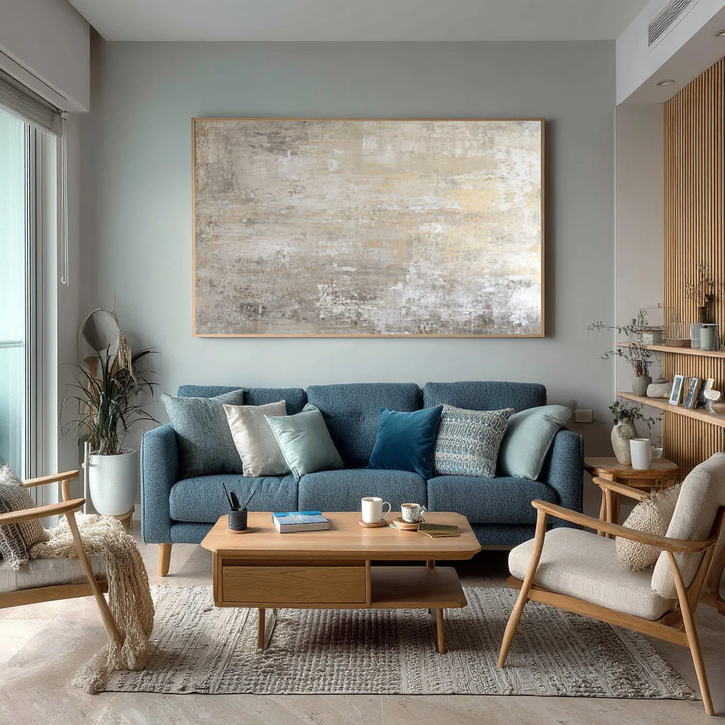 Beige & Gold Textured Canvas Modern Home Decor #WG 001