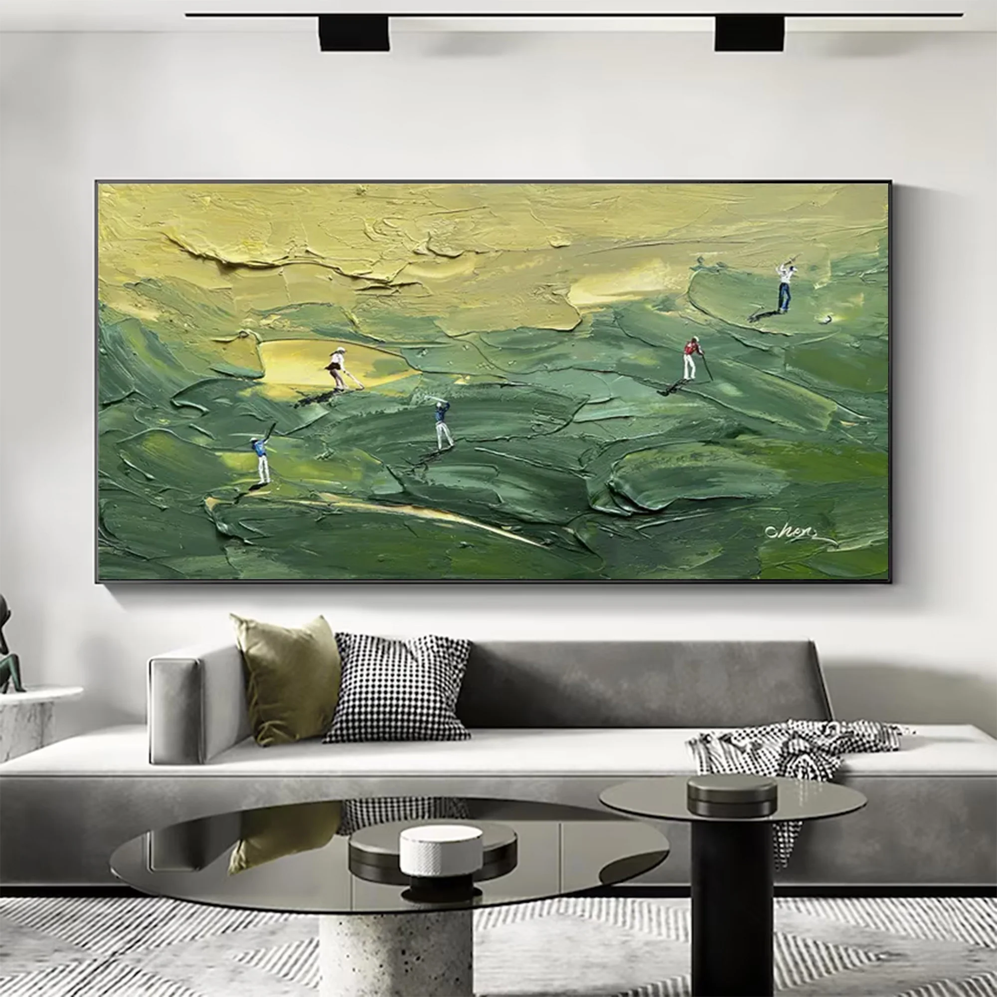 Large Abstract Green Impasto Canvas | MuroArt #WGA 034