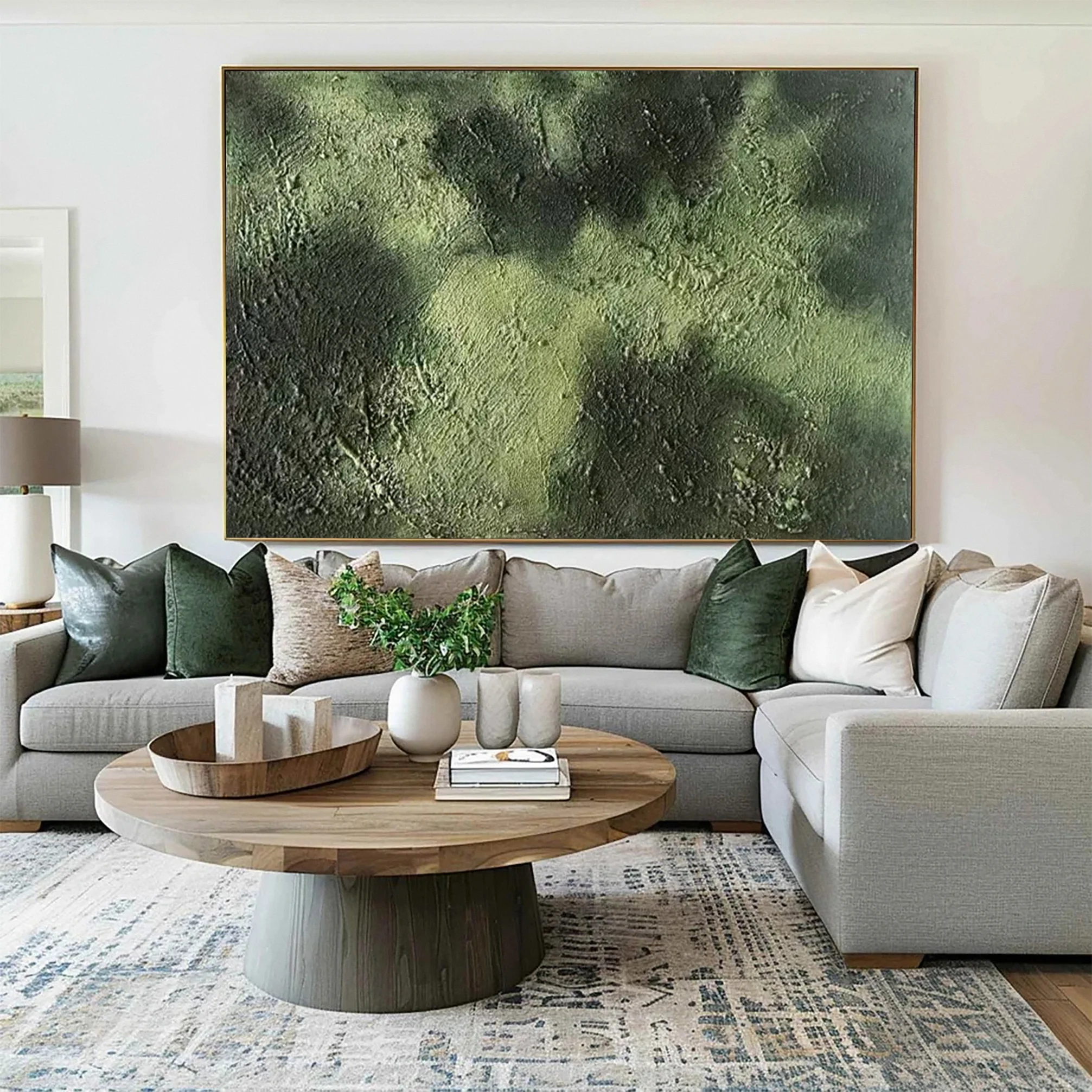 Green Modern Abstract Wave with Heavy Tactile Texture #BGA 352