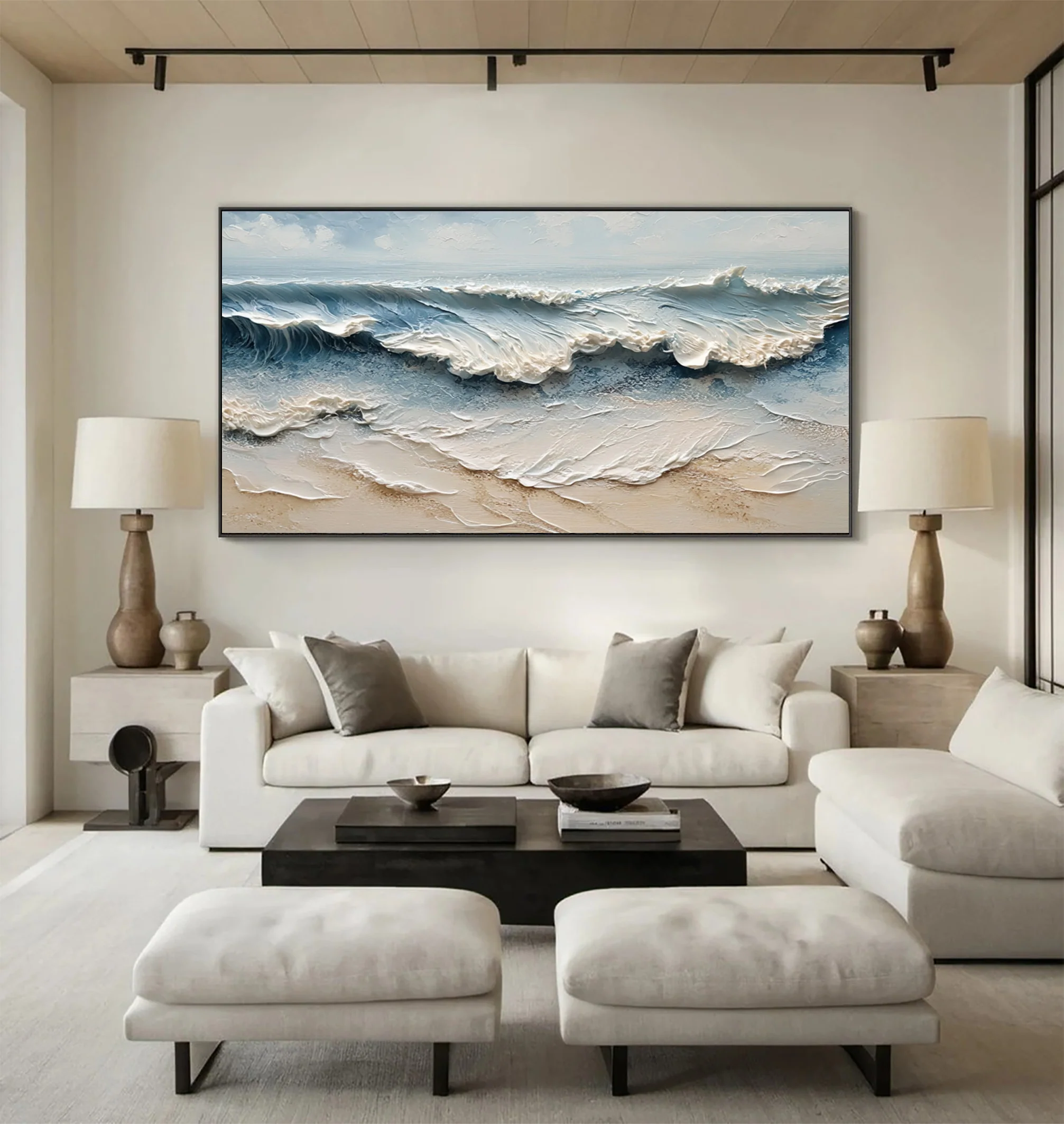 Blue & White Seascape Canvas Living Room Art  #WG 005