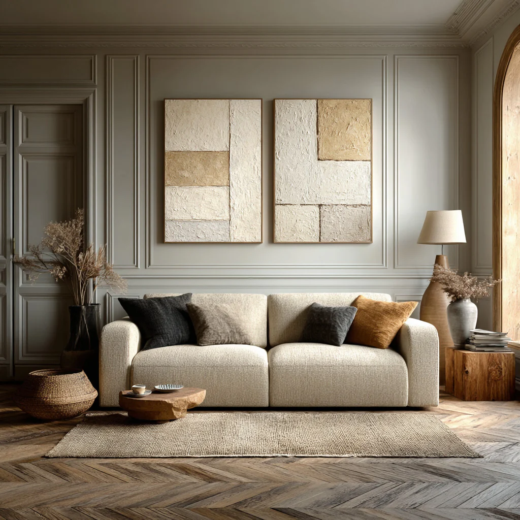 Hand Painted Textured Wall Decor Neutral Brown #WG 020