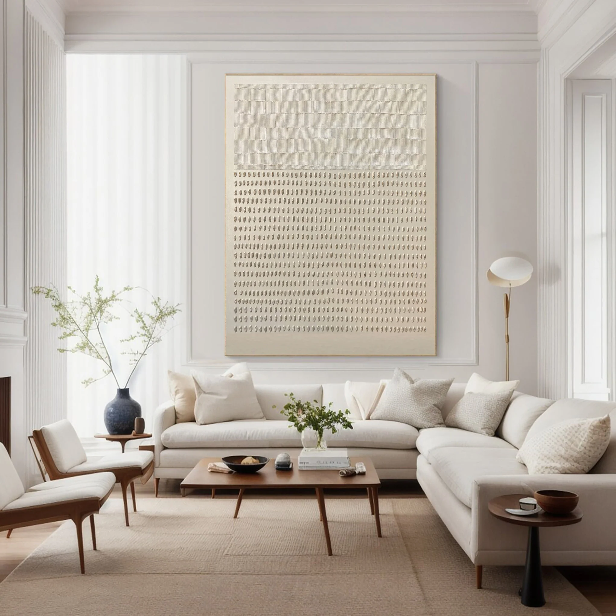 Minimalist Textured Canvas Home Decor Large Vertical #WG 045