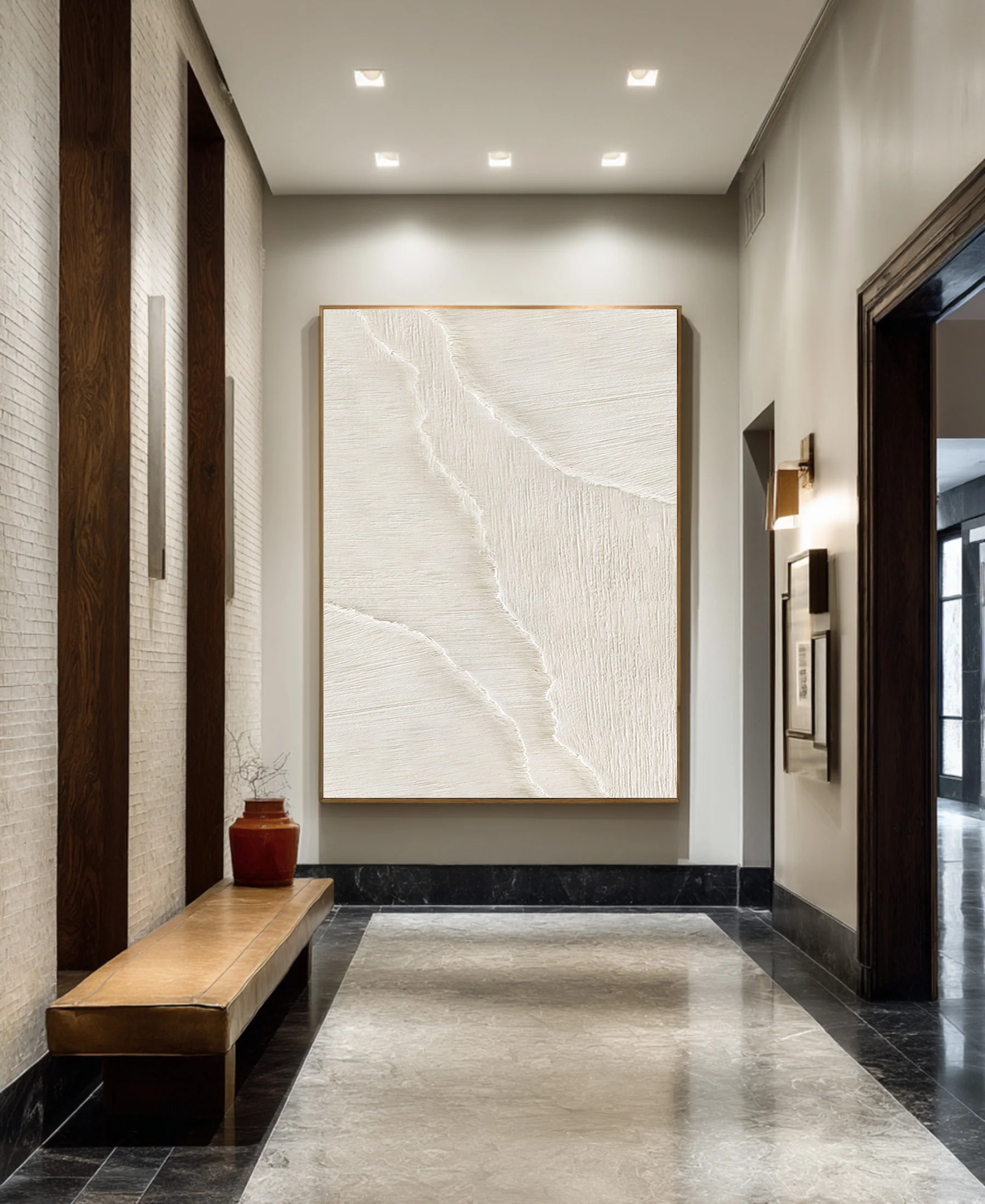 Contemporary Textured Abstract | Off-White Vertical Art #WG 068