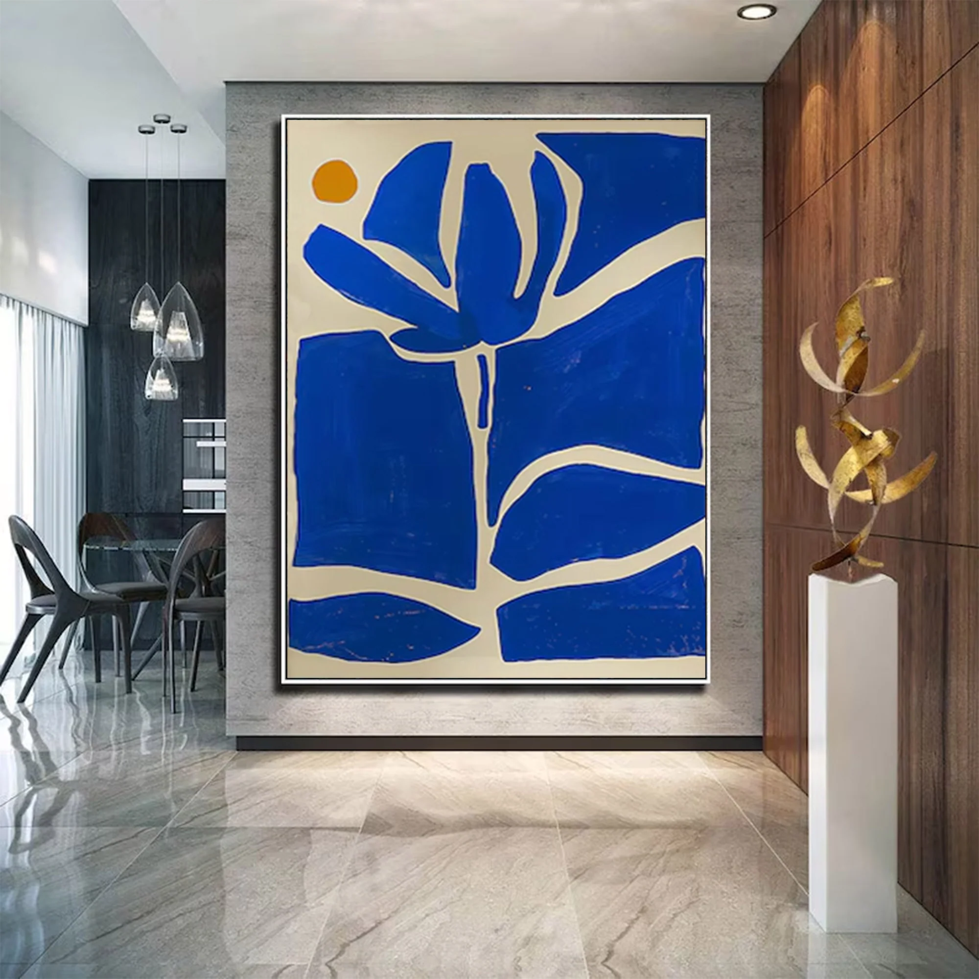 Large Abstract Blue Botanical Art | MuroArt #WG 096