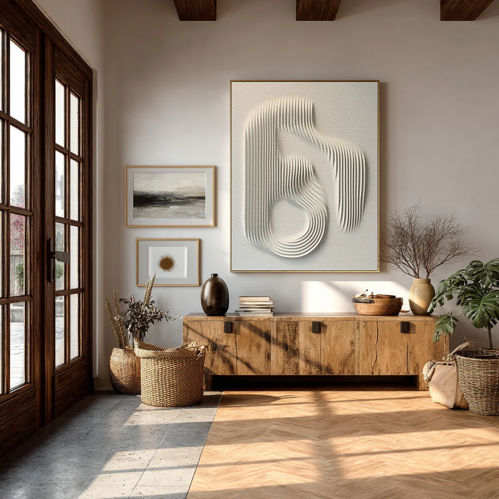 Minimalist White Line Sculpture Art for Modern Interiors #WG 079