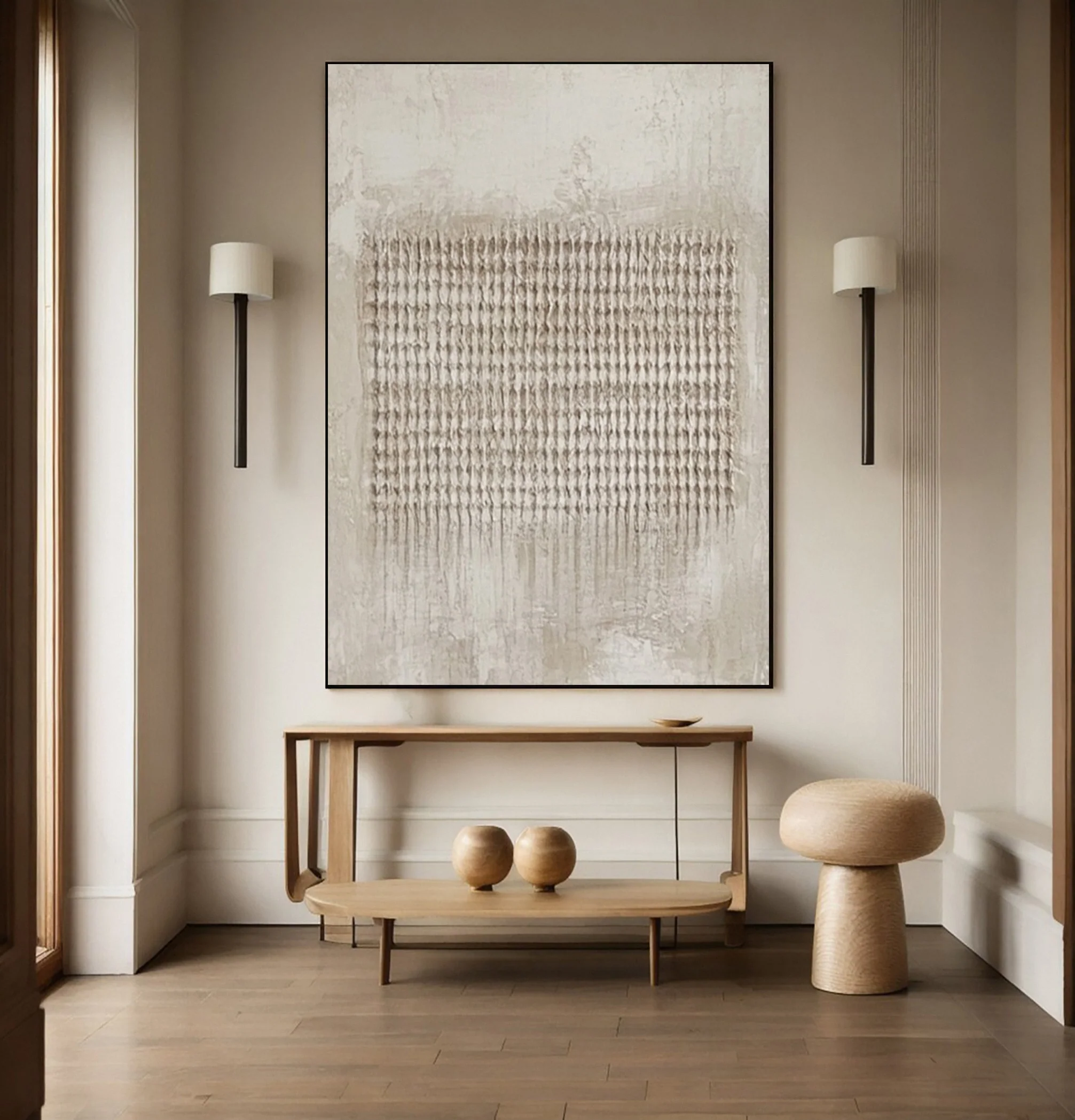 Contemporary Neutral Painting with Organic Vertical Pattern #BGA 323