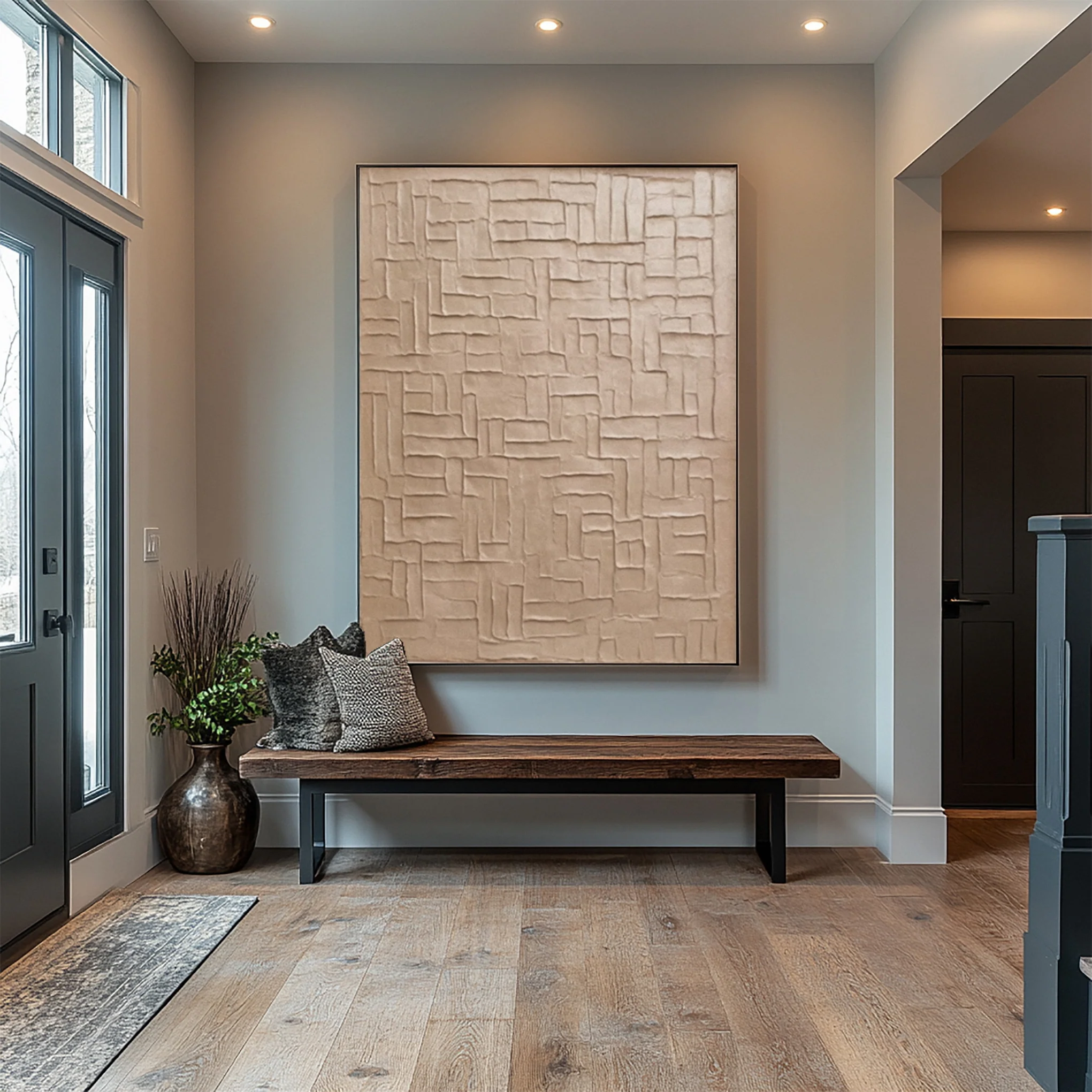 Modern Abstract Canvas with Textured Interlocking Forms #BGA 308