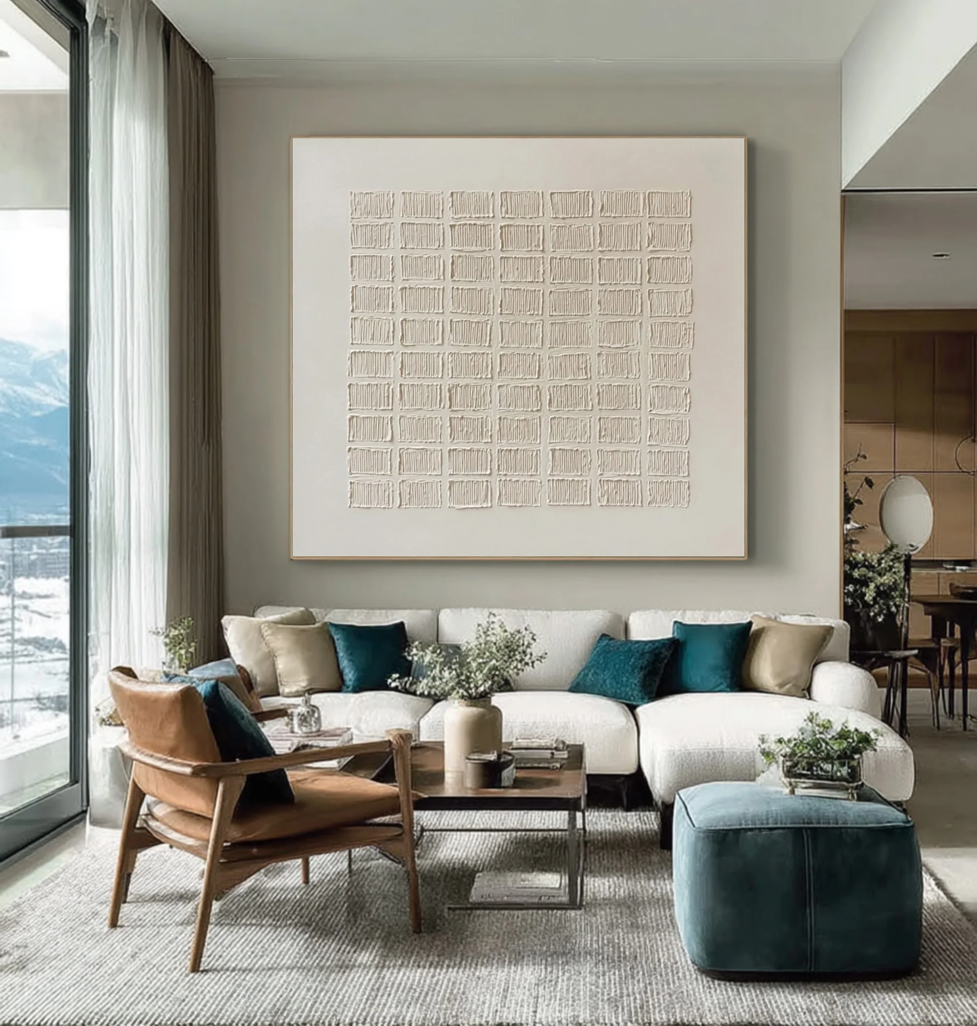 Minimalist Beige Painting Relief Texture Square #WG 057