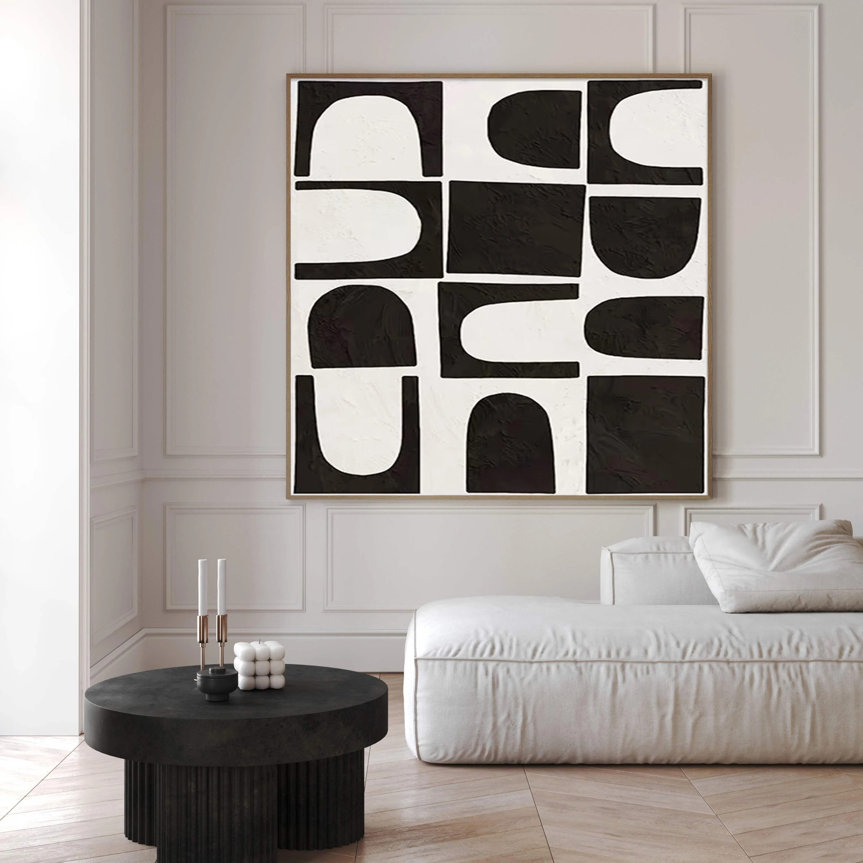 Black and White Canvas, Textured Geometric Matrix Art #BGA 250
