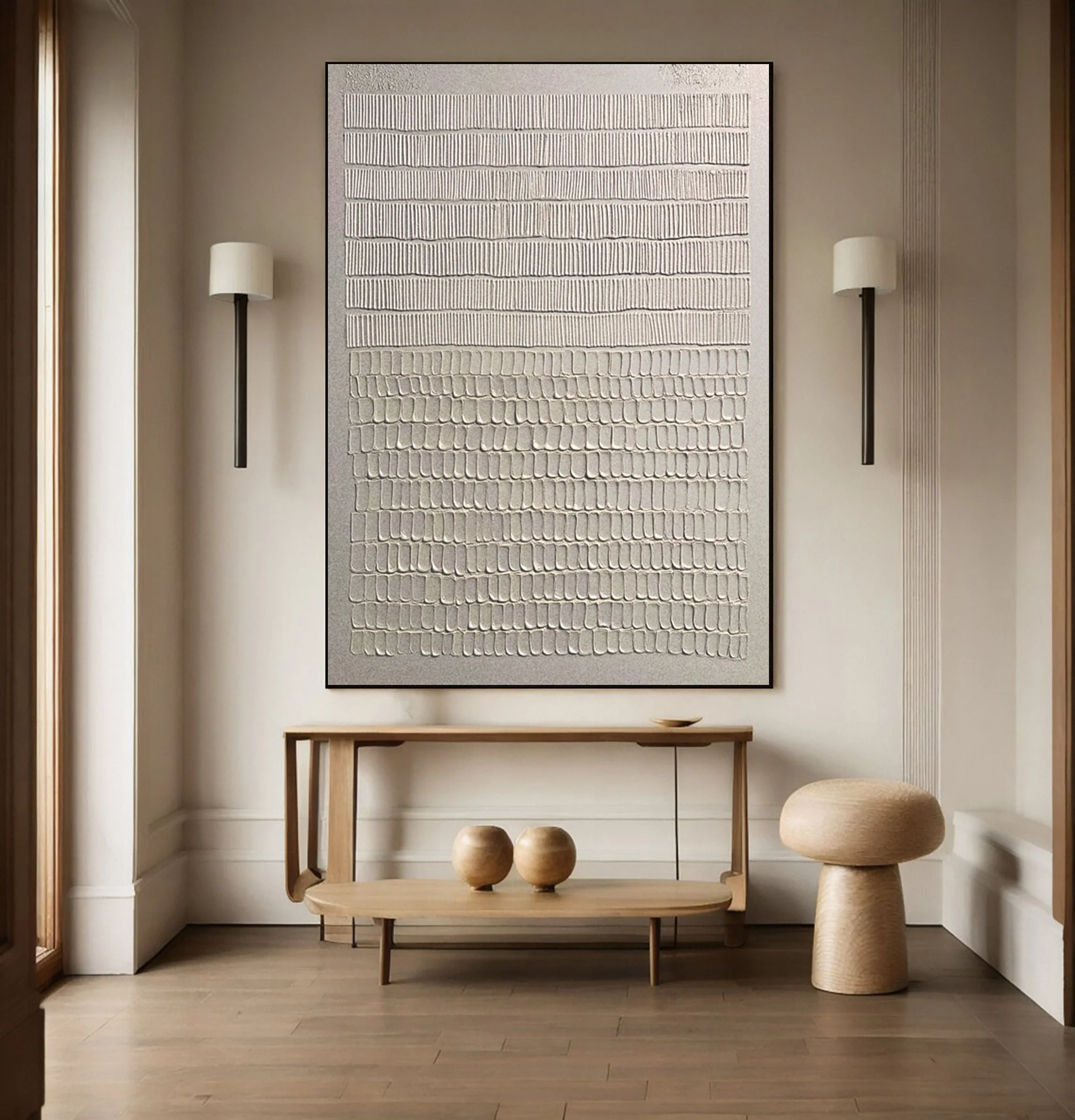 Minimalist Abstract with Varied Vertical Textures in Bands #BGA 332