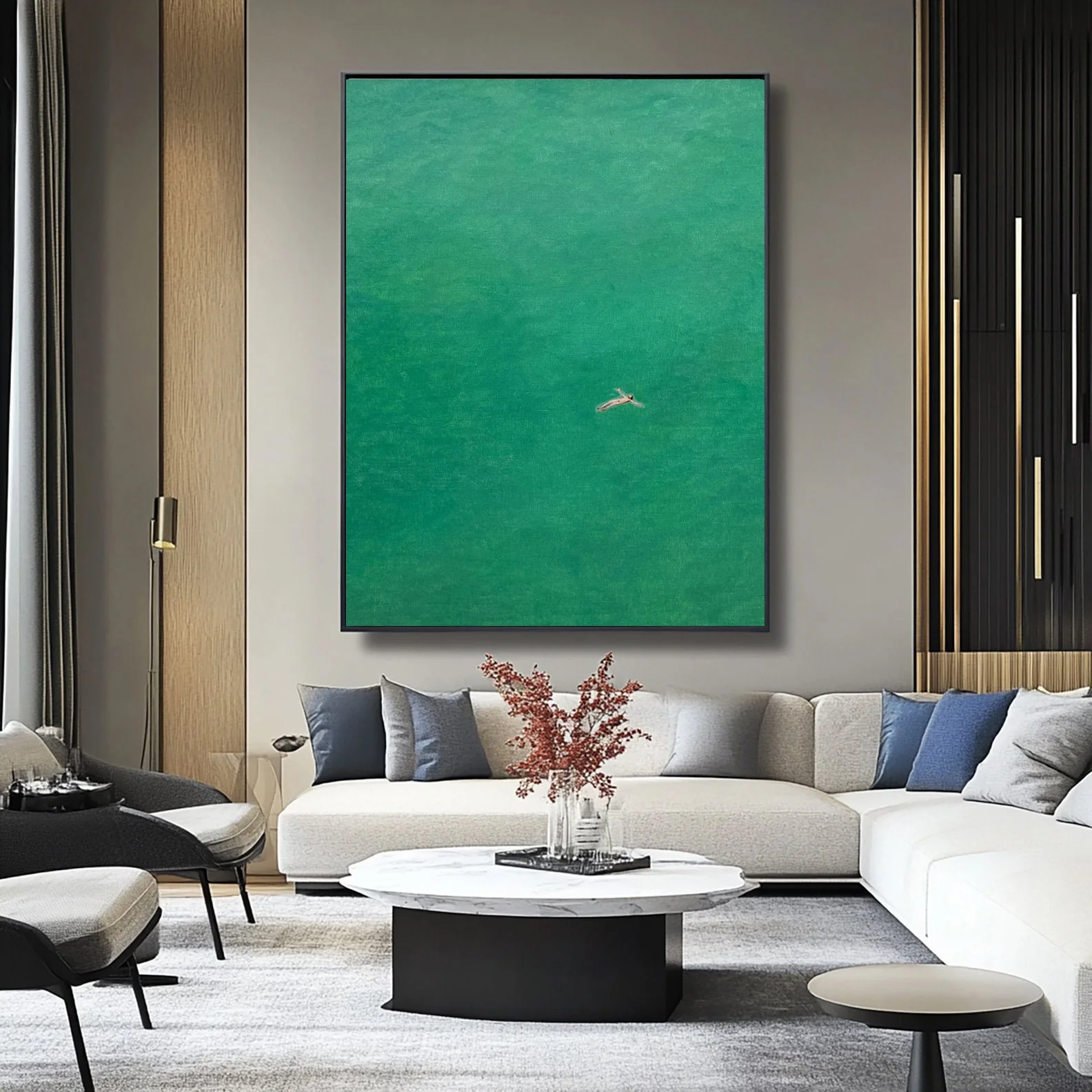 Subaqueous Grace: Contemporary Art of a Diver in Green Waters #BGA 372