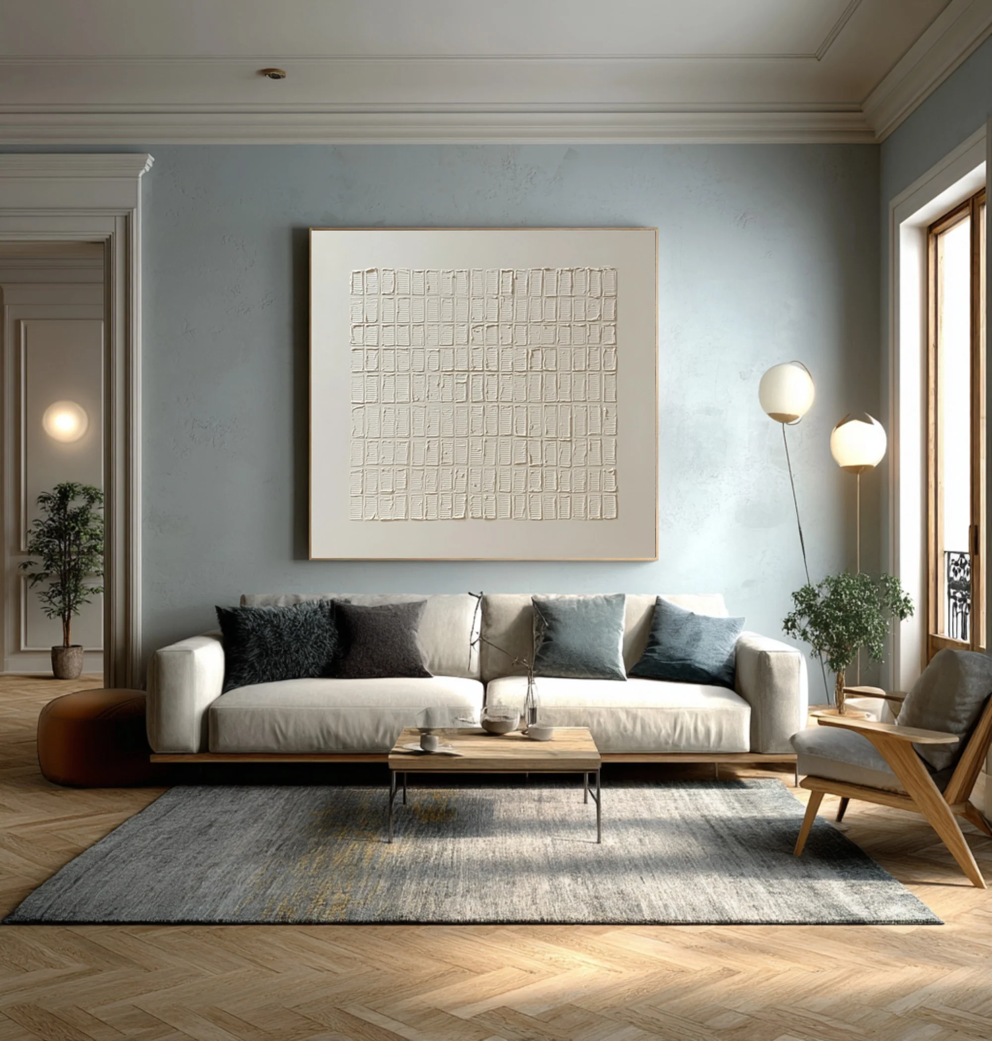 Abstract Geometric Painting Neutral Home Art #WG 058