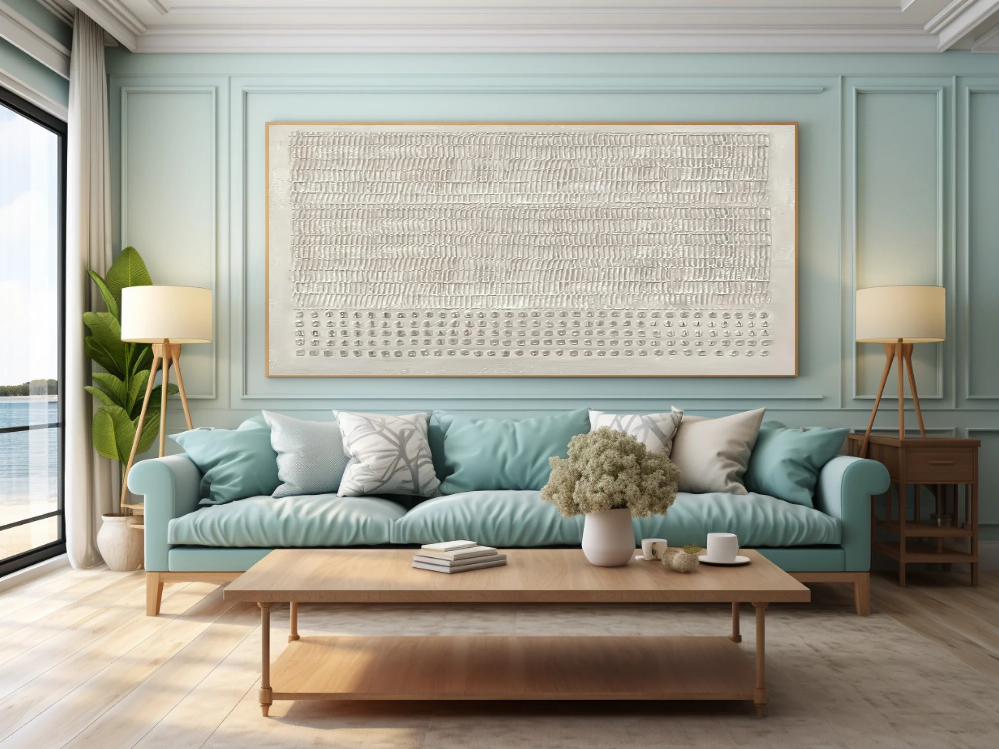 Neutral Textured Wall Decor Modern Living Space Art #WG 030