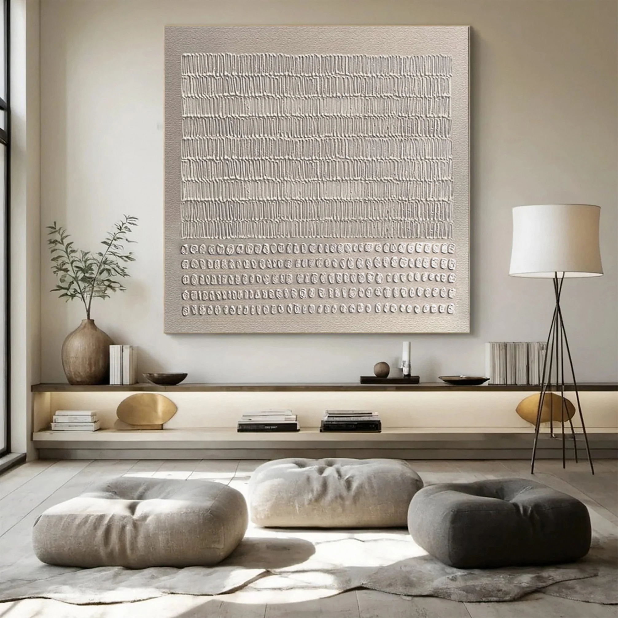 Minimalist Neutral Canvas with Repeated Abstract Symbols #BGA 306