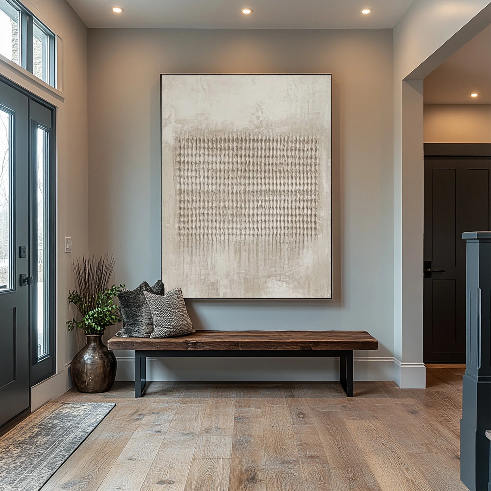 Contemporary Neutral Painting with Organic Vertical Pattern #BGA 323