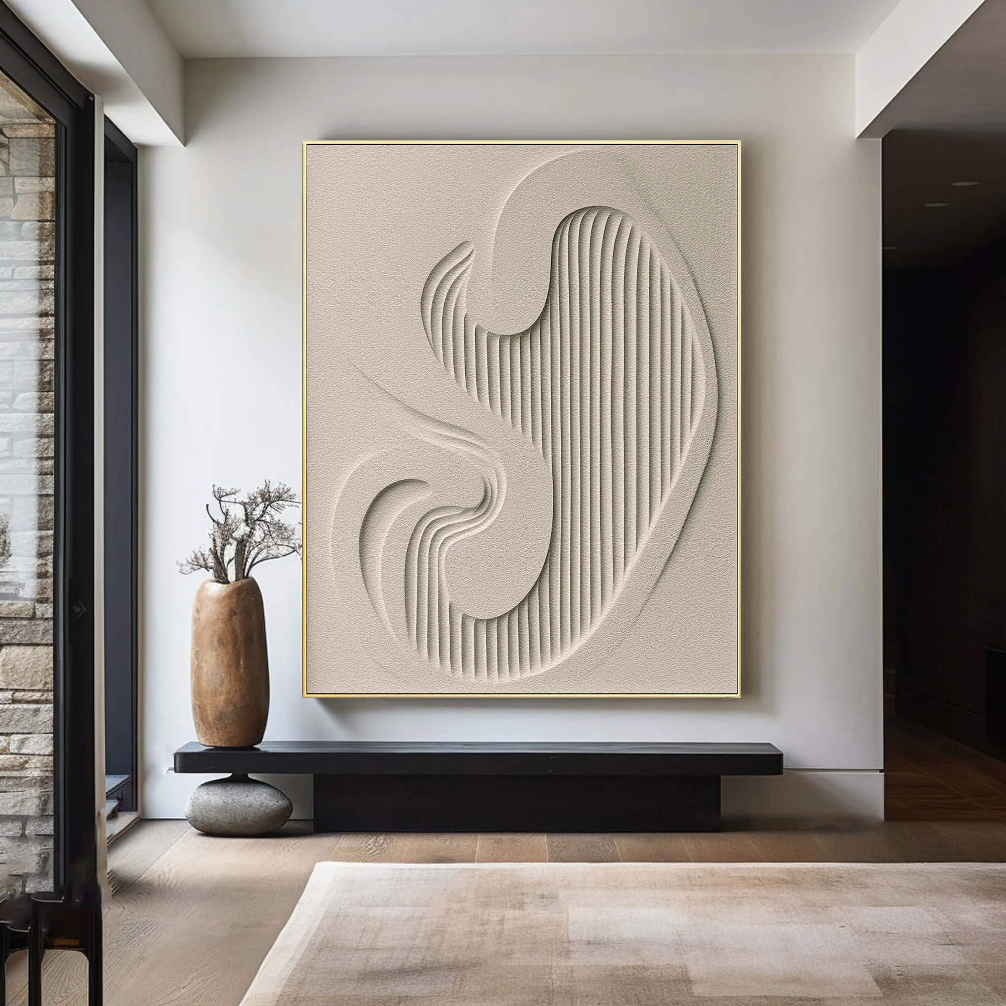 Elegant White Relief Artwork - Modern Abstract Texture #WG 081
